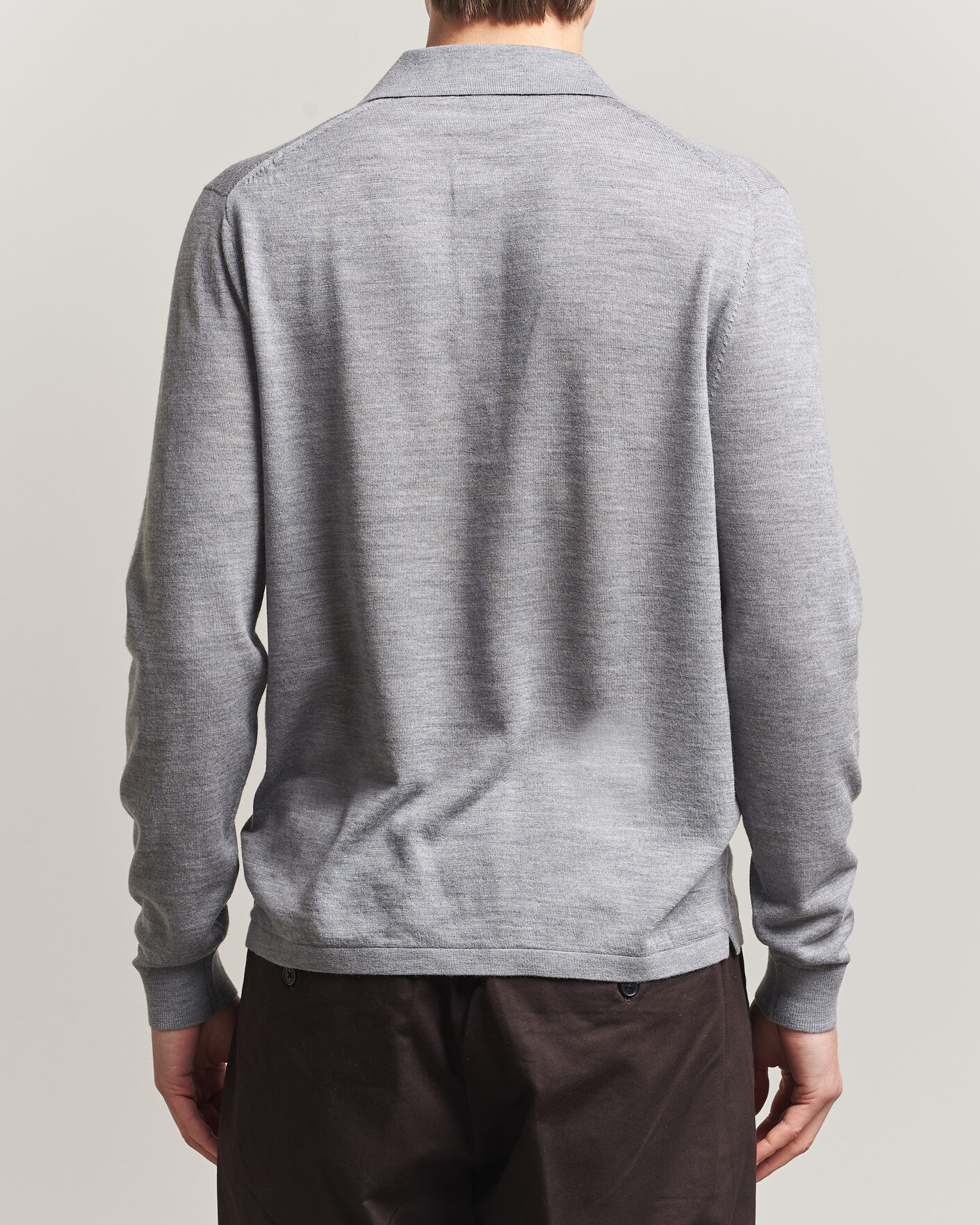Hombres | Jerséis y prendas de punto | Tiger of Sweden | Eross Merino Knitted Polo Grey Melange