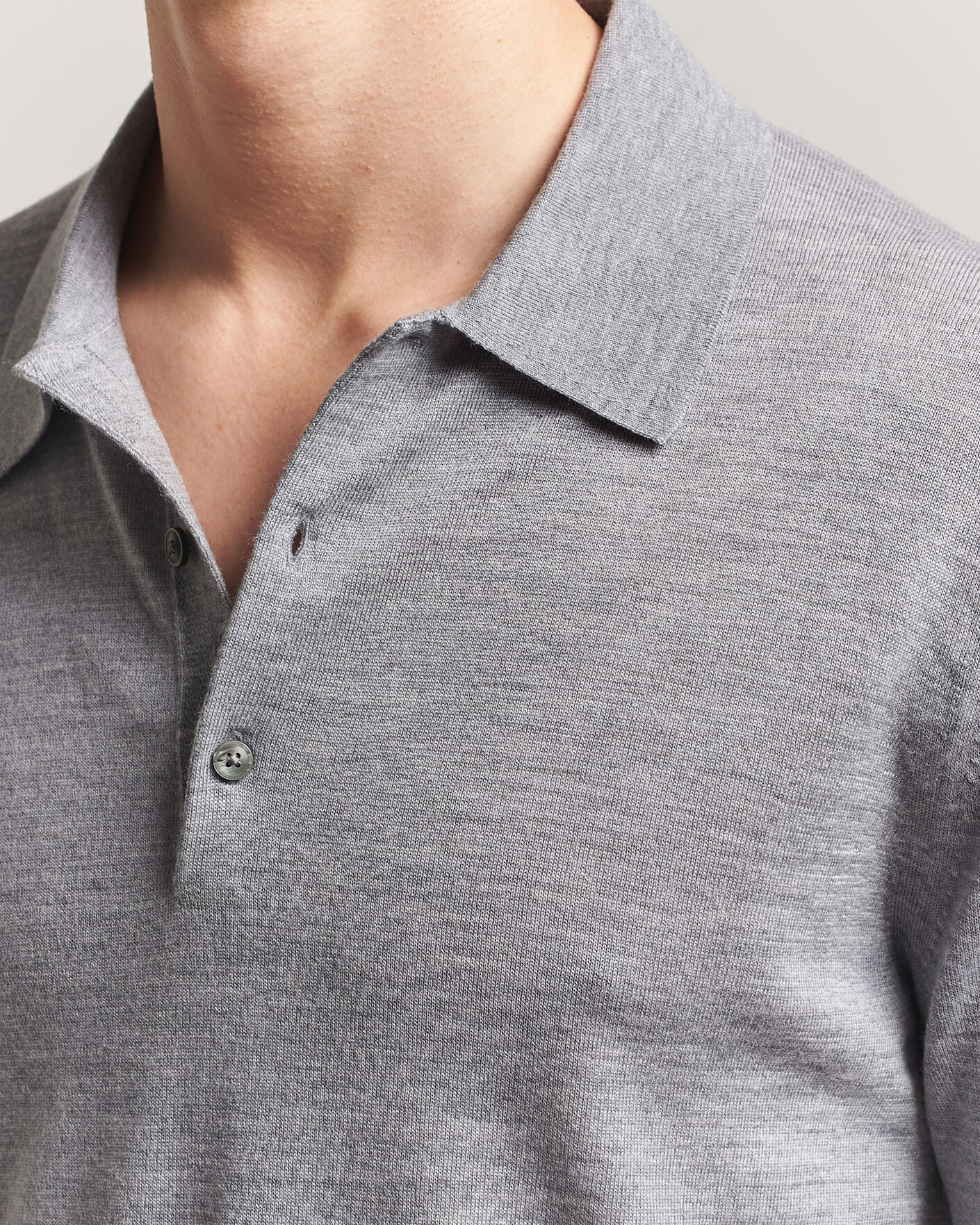 Hombres | Jerséis y prendas de punto | Tiger of Sweden | Eross Merino Knitted Polo Grey Melange