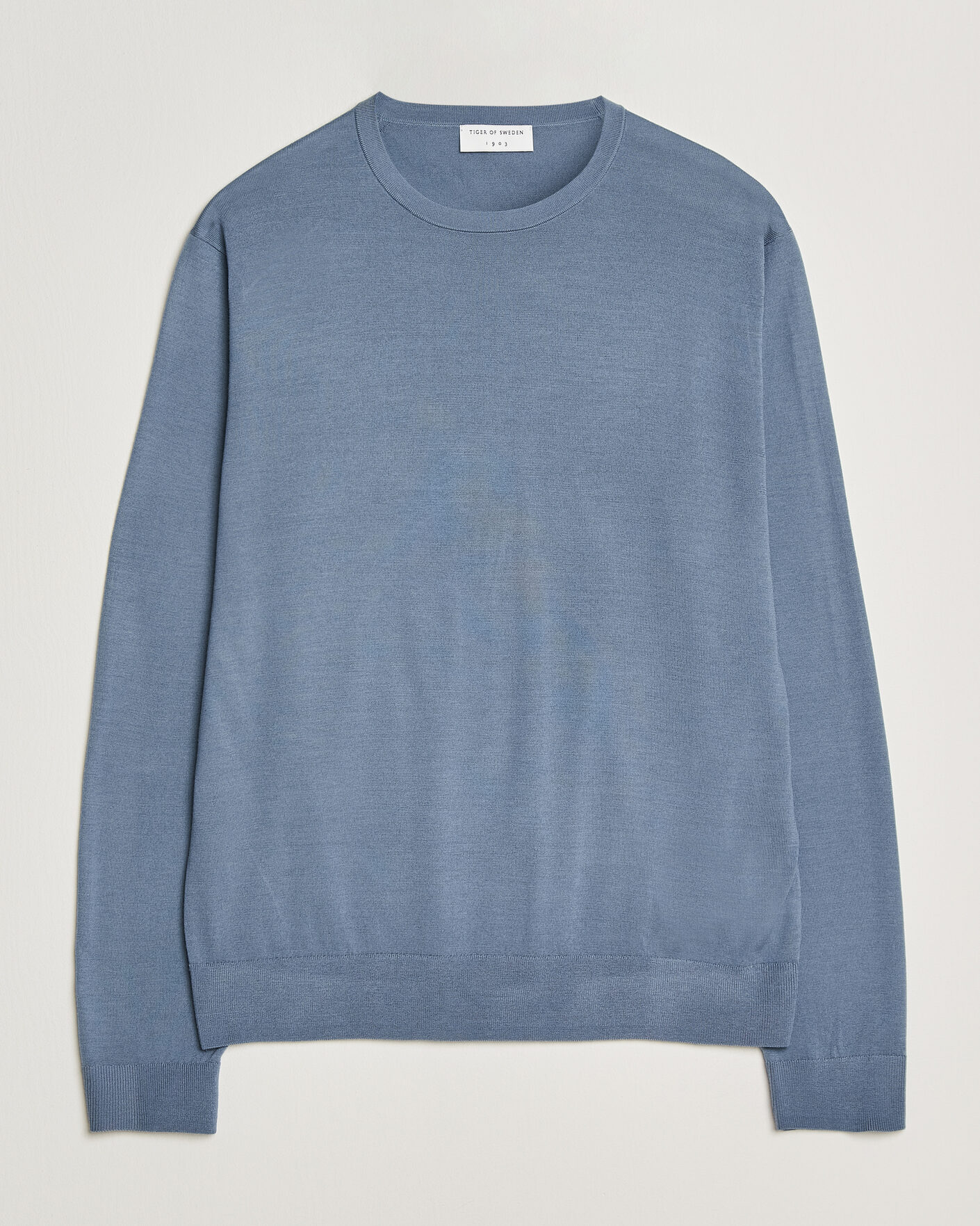 Hombres | Jerséis y prendas de punto | Tiger of Sweden | Connor Merino Knitted Crew Neck Dull Blue