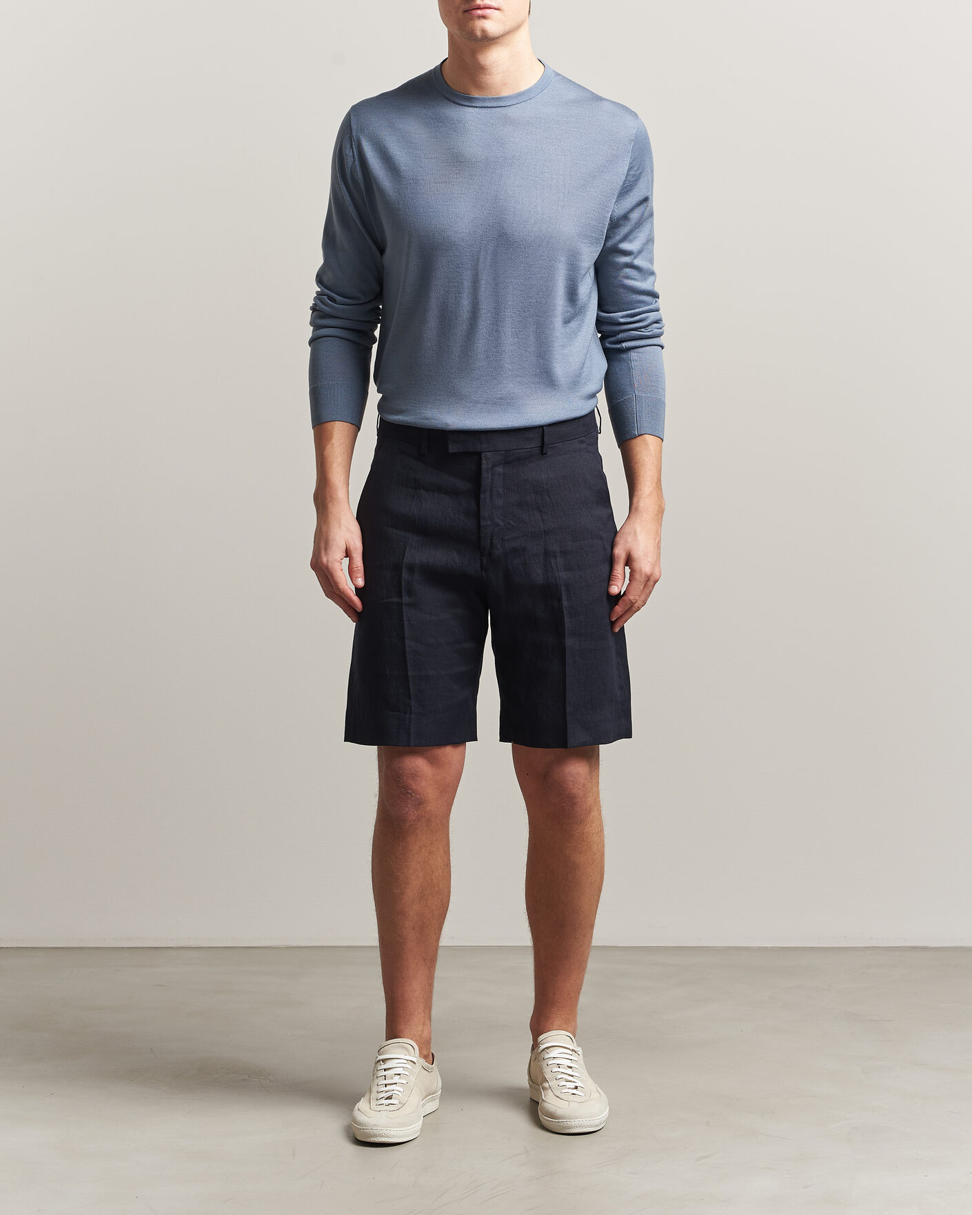 Hombres | Jerséis y prendas de punto | Tiger of Sweden | Connor Merino Knitted Crew Neck Dull Blue