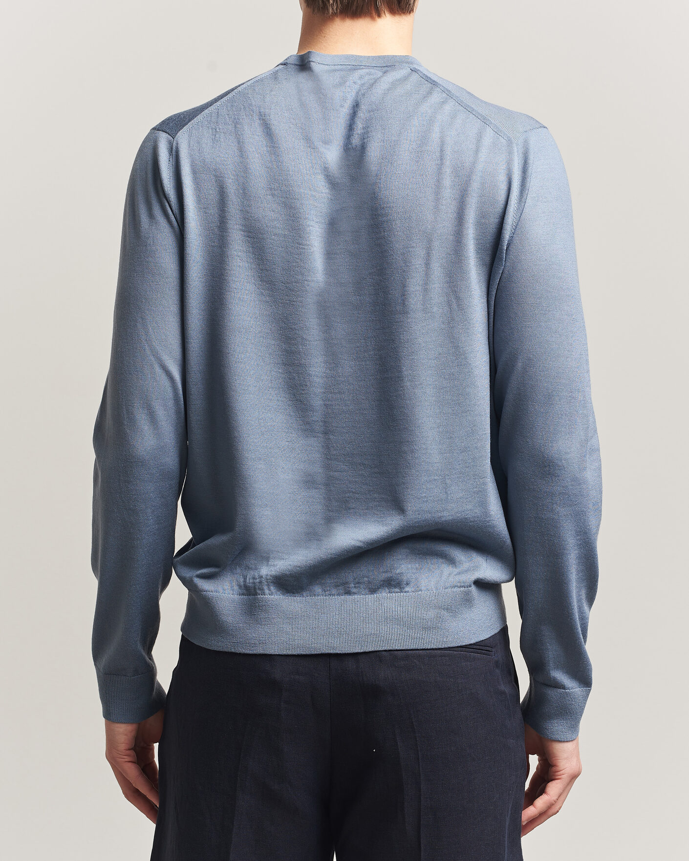 Hombres | Jerséis y prendas de punto | Tiger of Sweden | Connor Merino Knitted Crew Neck Dull Blue