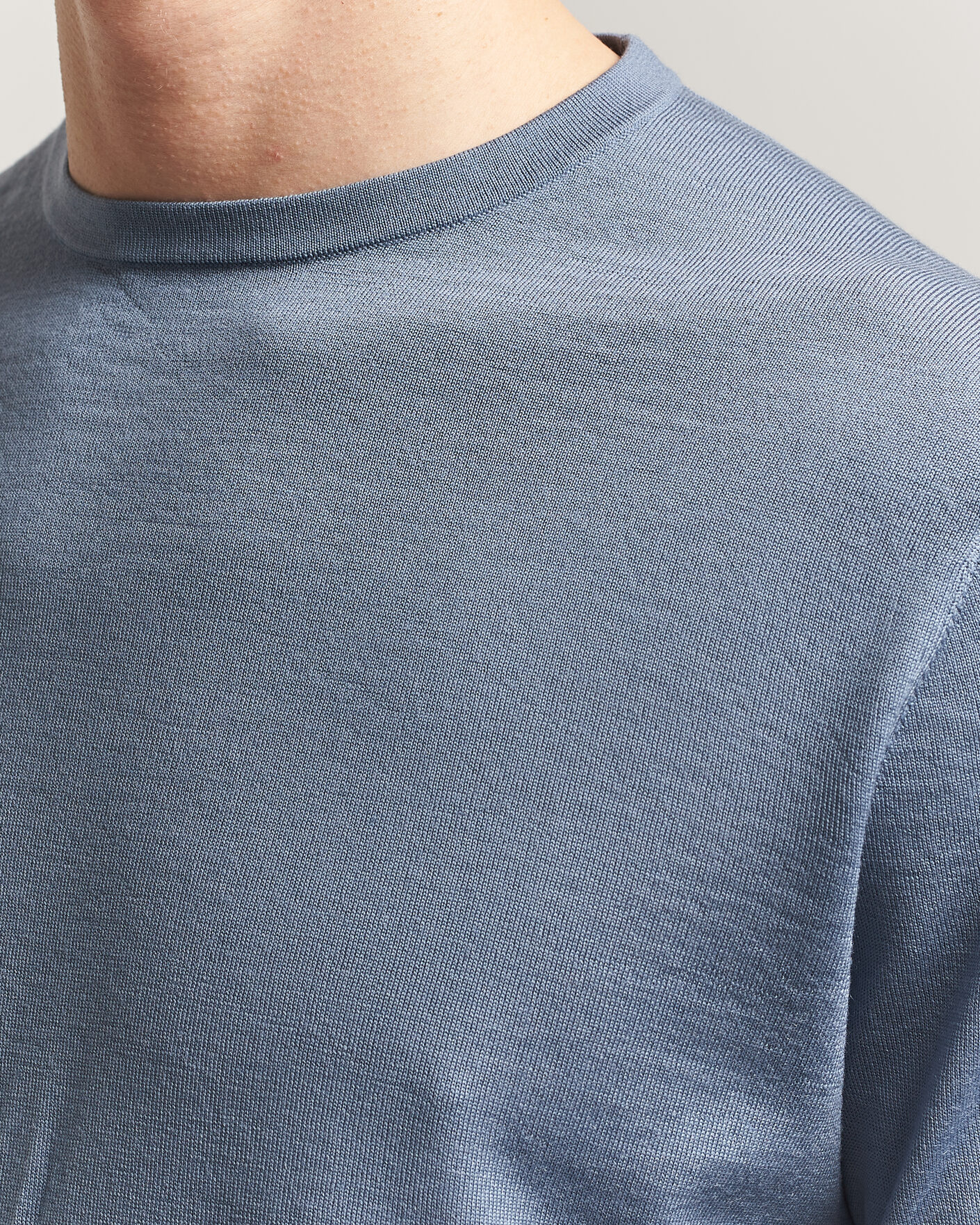 Hombres | Jerséis y prendas de punto | Tiger of Sweden | Connor Merino Knitted Crew Neck Dull Blue