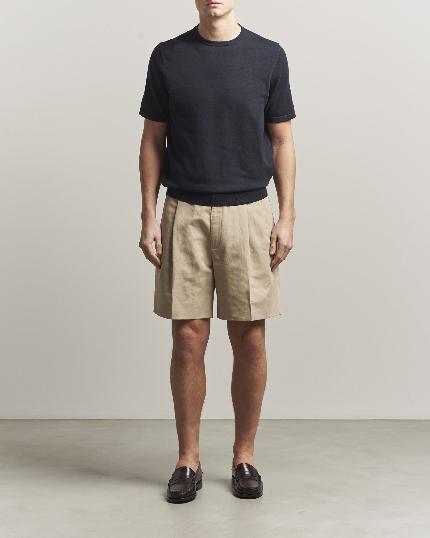 Hombres | Camisetas | Tiger of Sweden | Connor Cotton Knitted T-Shirt Light Ink