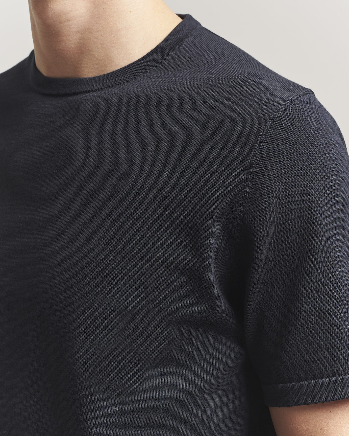Hombres | Camisetas | Tiger of Sweden | Connor Cotton Knitted T-Shirt Light Ink
