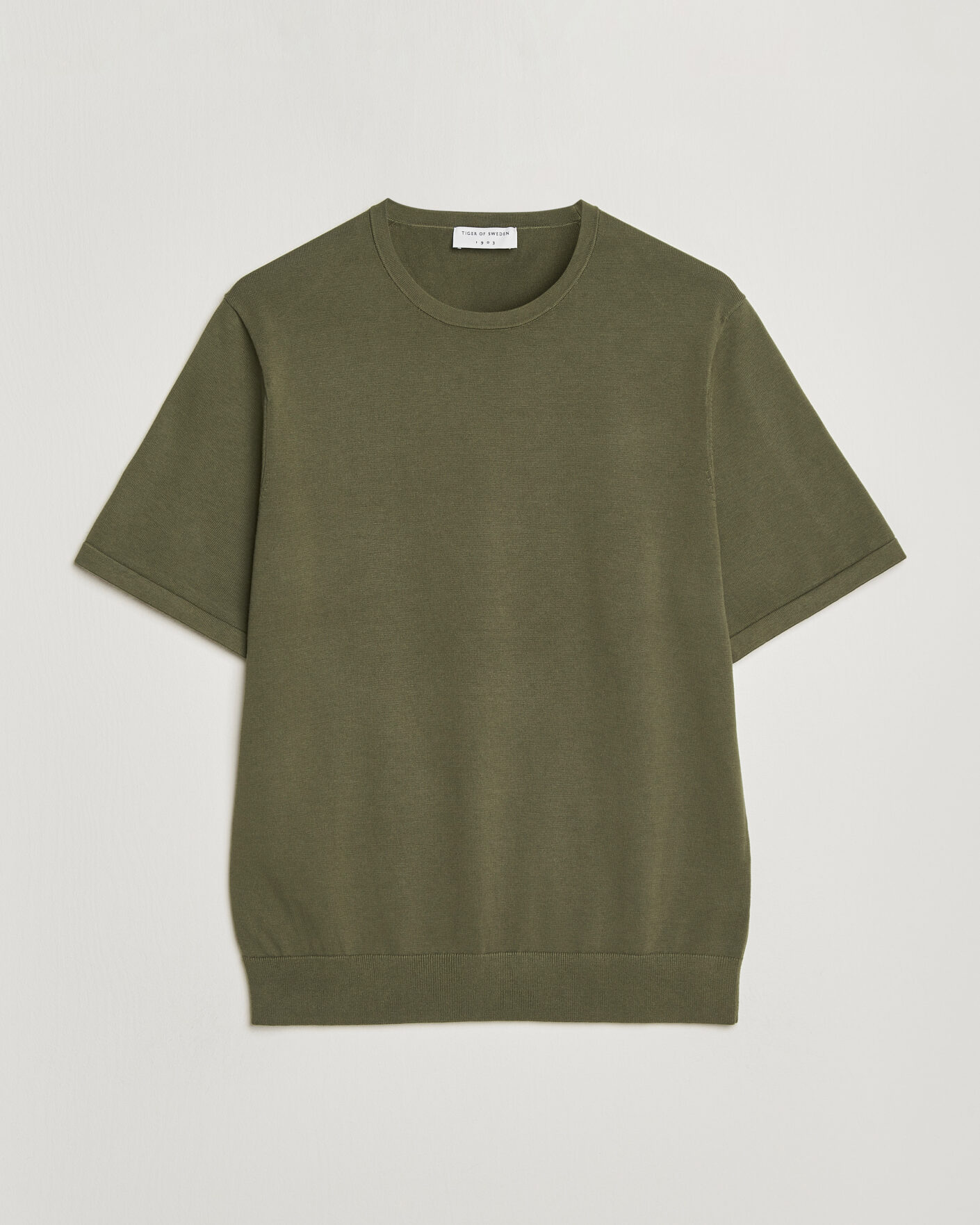 Hombres | Camisetas | Tiger of Sweden | Connor Cotton Knitted T-Shirt Kalamata Green