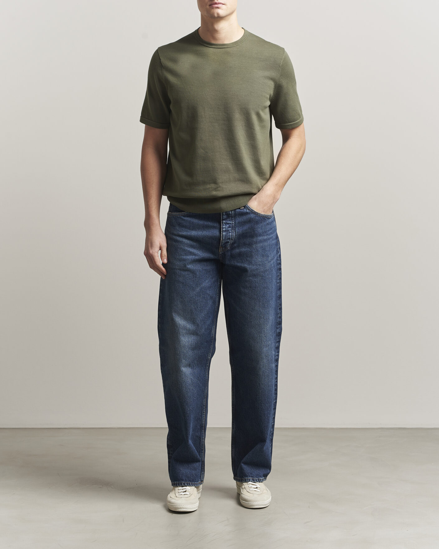 Hombres | Camisetas | Tiger of Sweden | Connor Cotton Knitted T-Shirt Kalamata Green