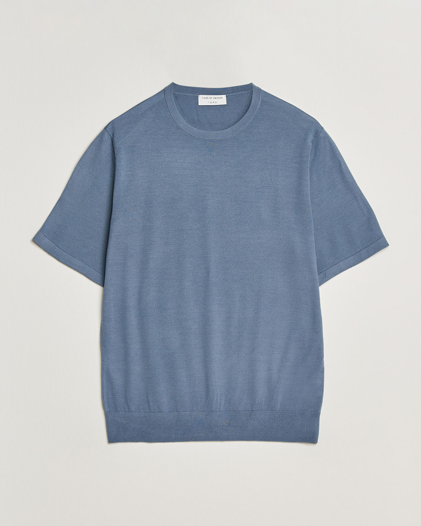 Hombres | Camisetas | Tiger of Sweden | Connor Merino Knitted T-Shirt Dull Blue