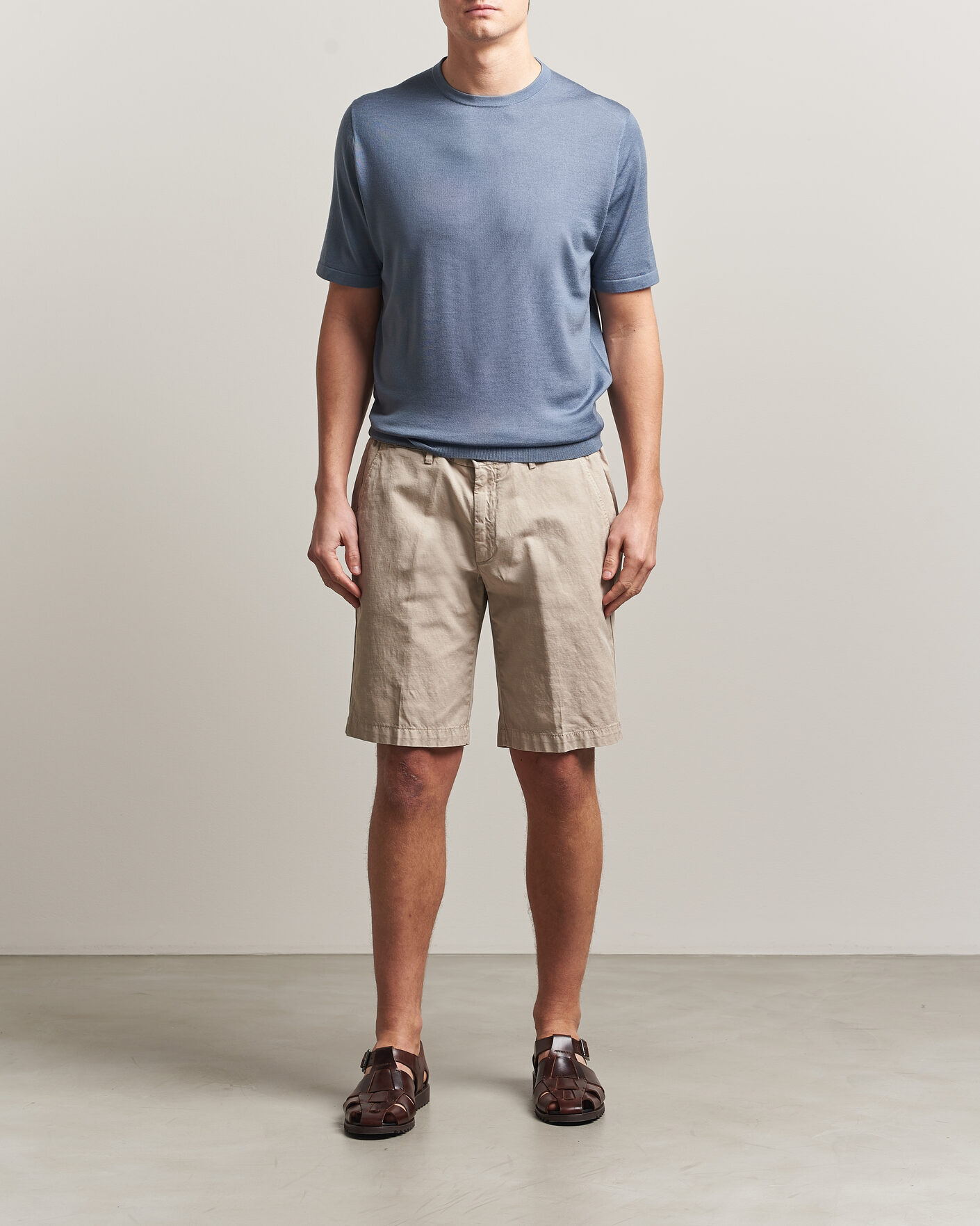 Hombres | Camisetas | Tiger of Sweden | Connor Merino Knitted T-Shirt Dull Blue