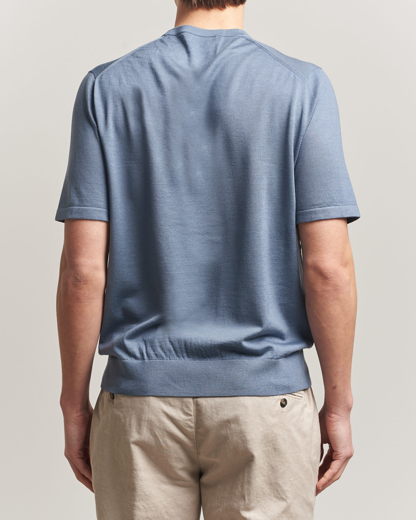 Hombres | Camisetas | Tiger of Sweden | Connor Merino Knitted T-Shirt Dull Blue