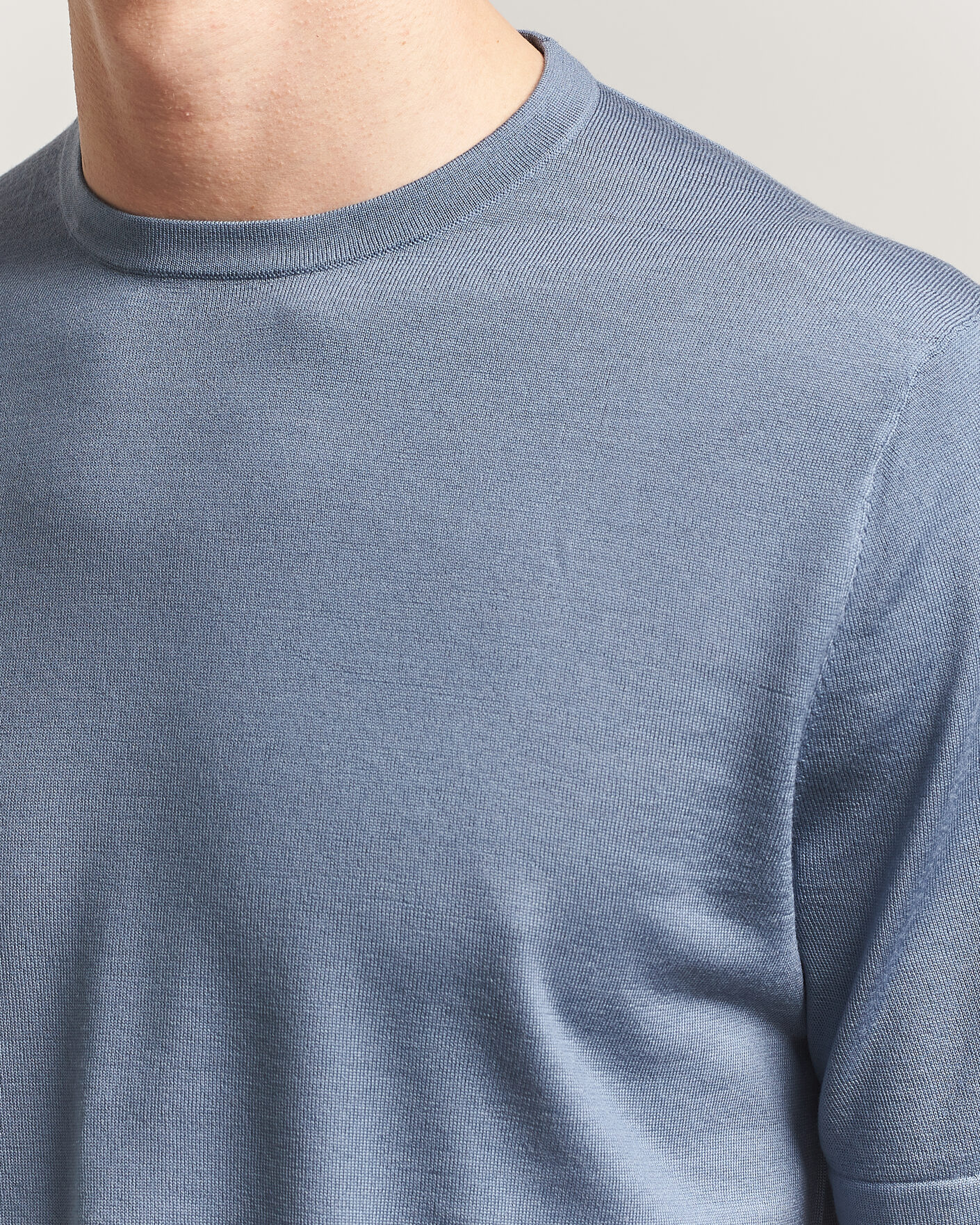 Hombres | Camisetas | Tiger of Sweden | Connor Merino Knitted T-Shirt Dull Blue