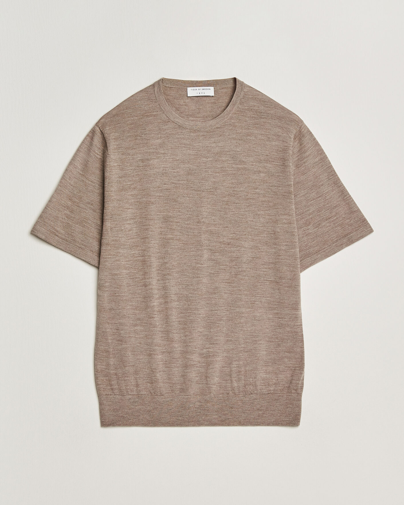 Hombres | Camisetas | Tiger of Sweden | Connor Merino Knitted T-Shirt Beige Melange