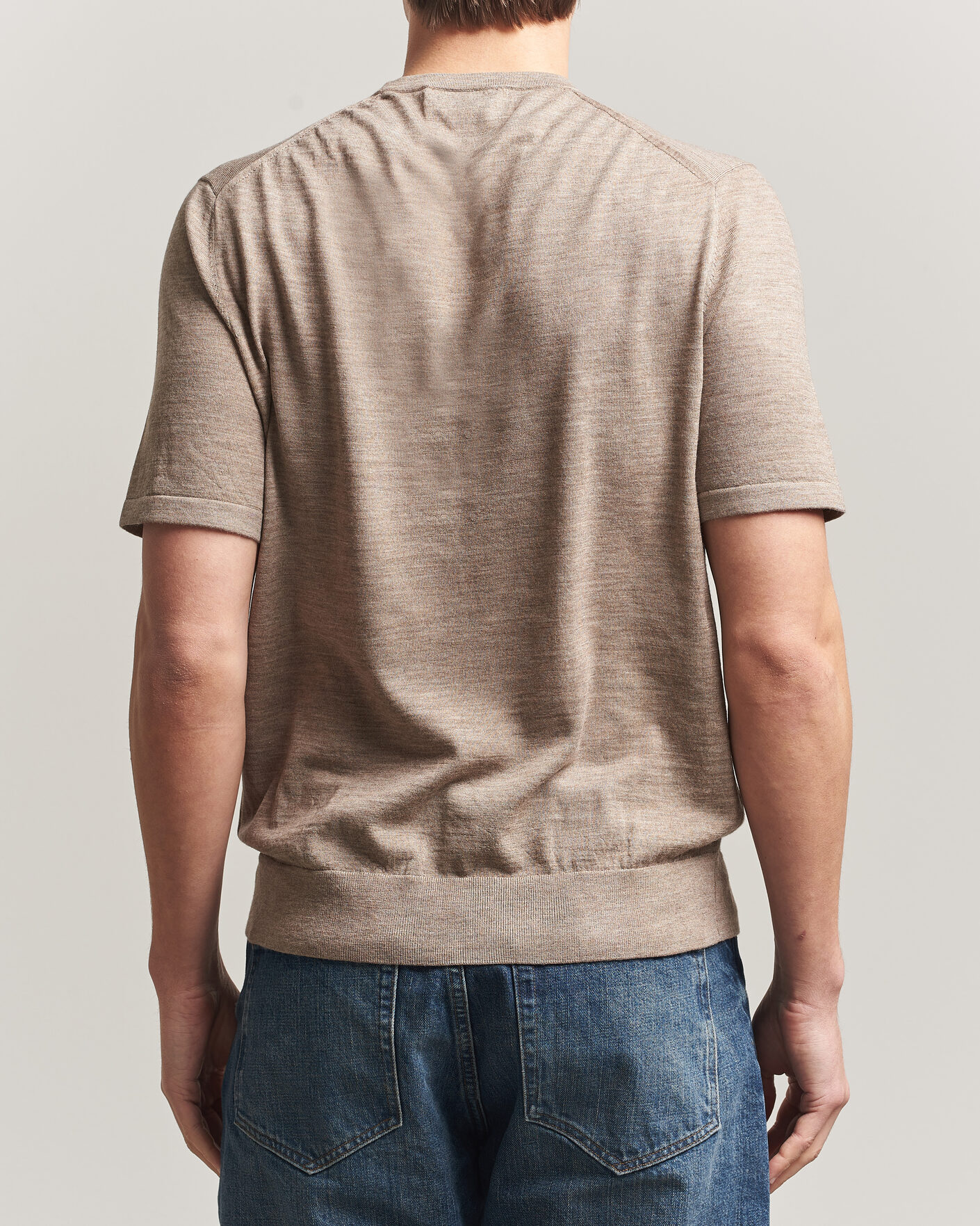 Hombres | Camisetas | Tiger of Sweden | Connor Merino Knitted T-Shirt Beige Melange