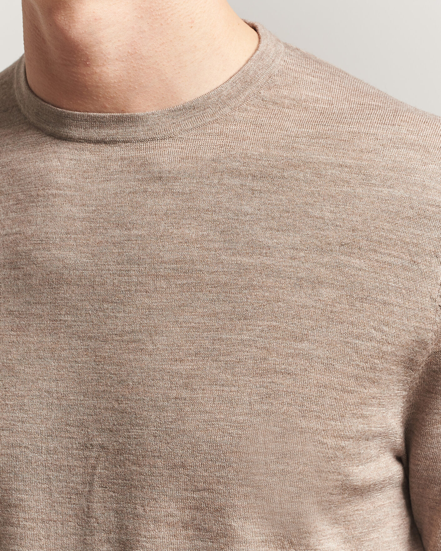 Hombres | Camisetas | Tiger of Sweden | Connor Merino Knitted T-Shirt Beige Melange