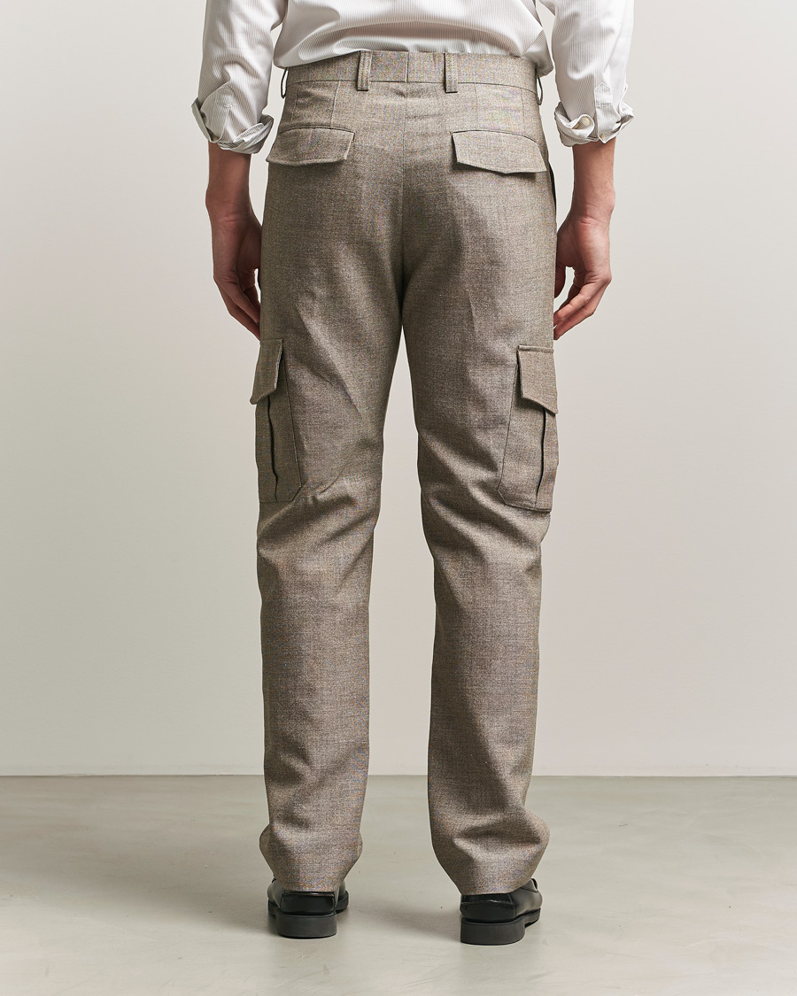 Hombres | Pantalones | Tiger of Sweden | Mend Wool/Linen Cargo Trousers Sawgrass Brown