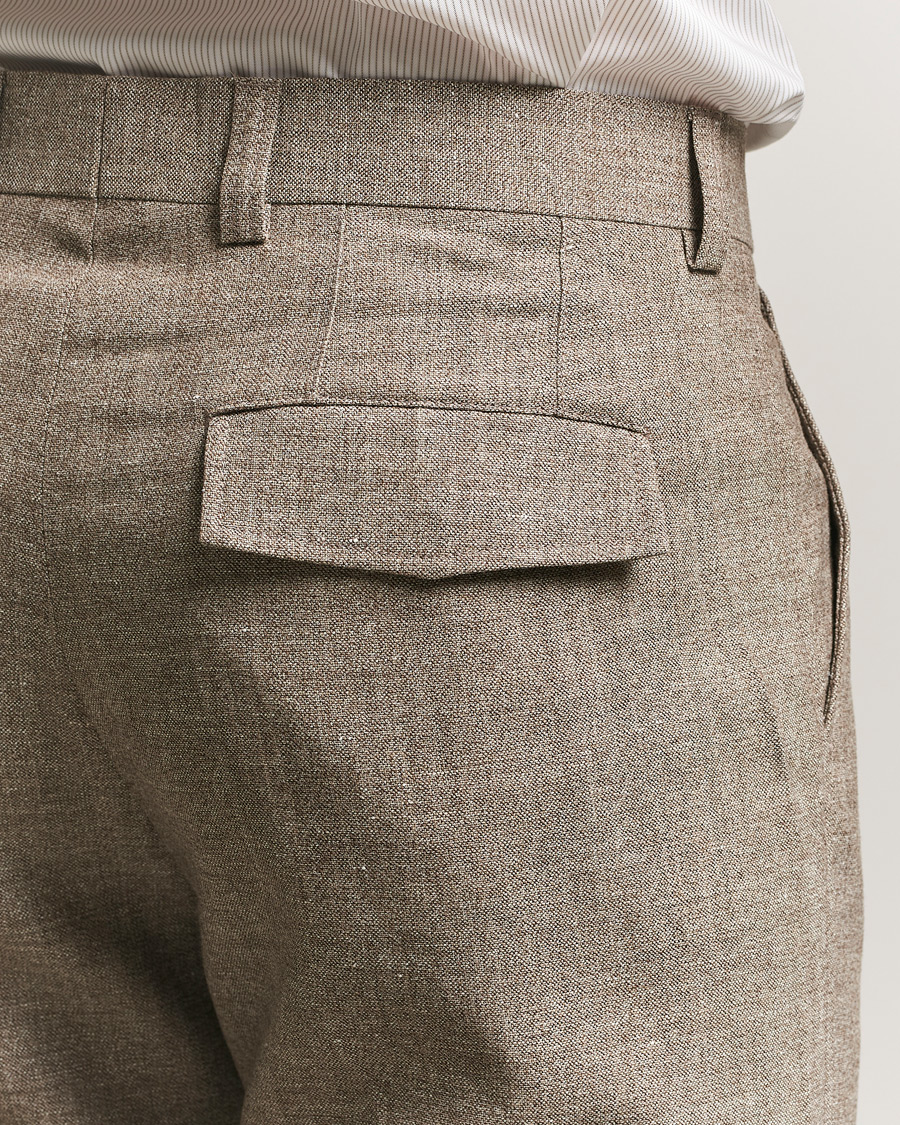 Hombres | Pantalones | Tiger of Sweden | Mend Wool/Linen Cargo Trousers Sawgrass Brown