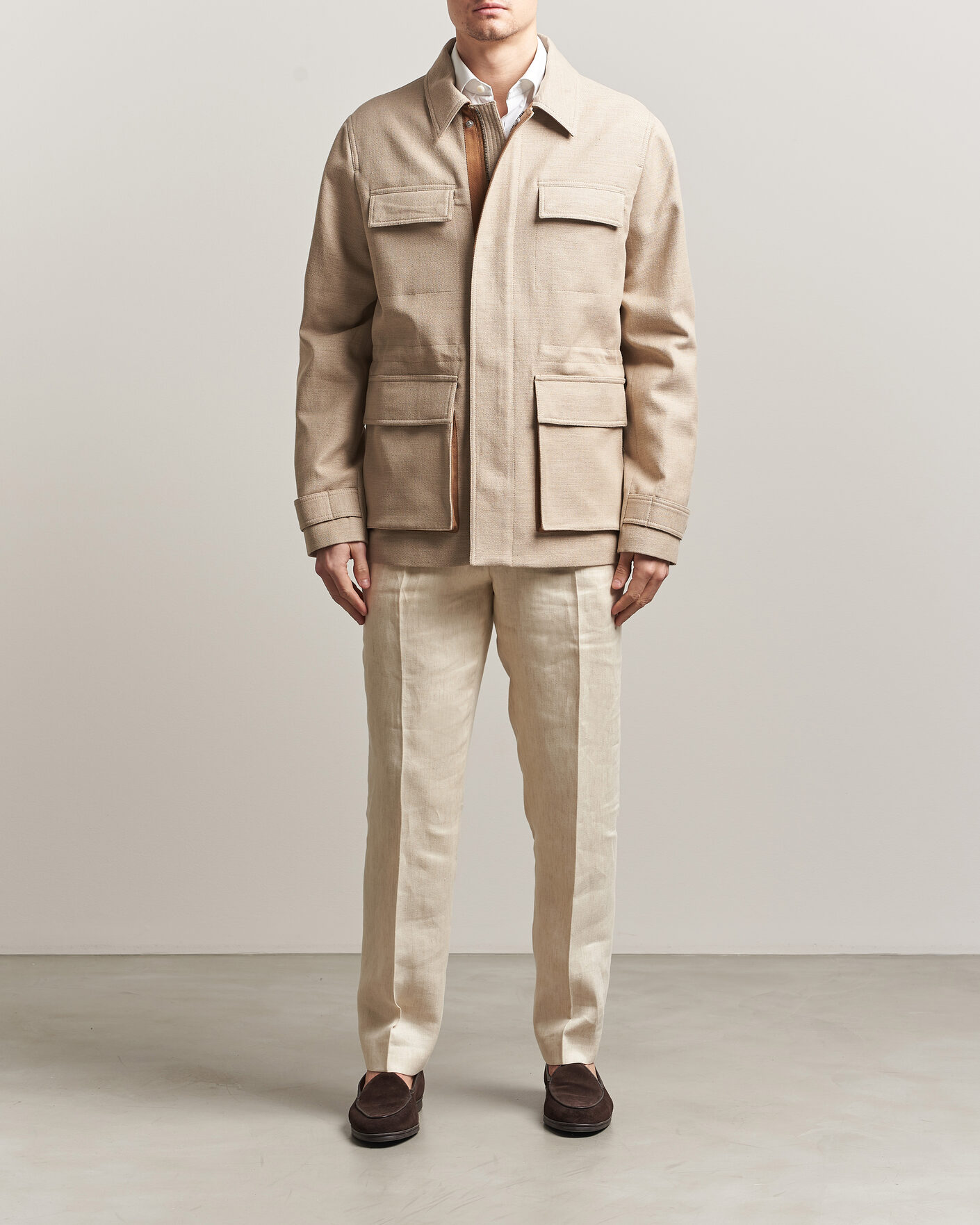 Hombres | Abrigos y chaquetas | Tiger of Sweden | Sandser Cotton/Linen Field Jacket Soft Latte