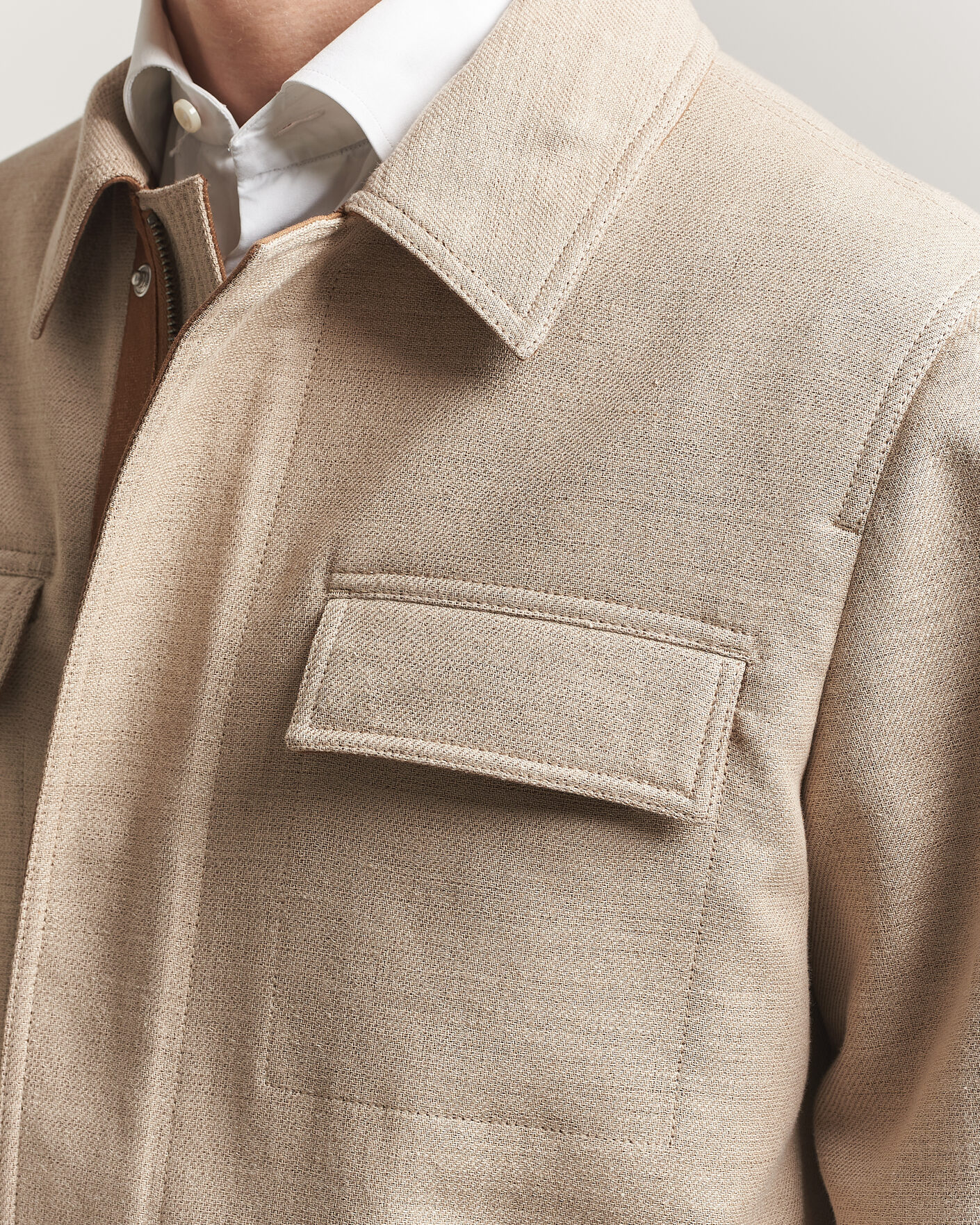 Hombres | Abrigos y chaquetas | Tiger of Sweden | Sandser Cotton/Linen Field Jacket Soft Latte
