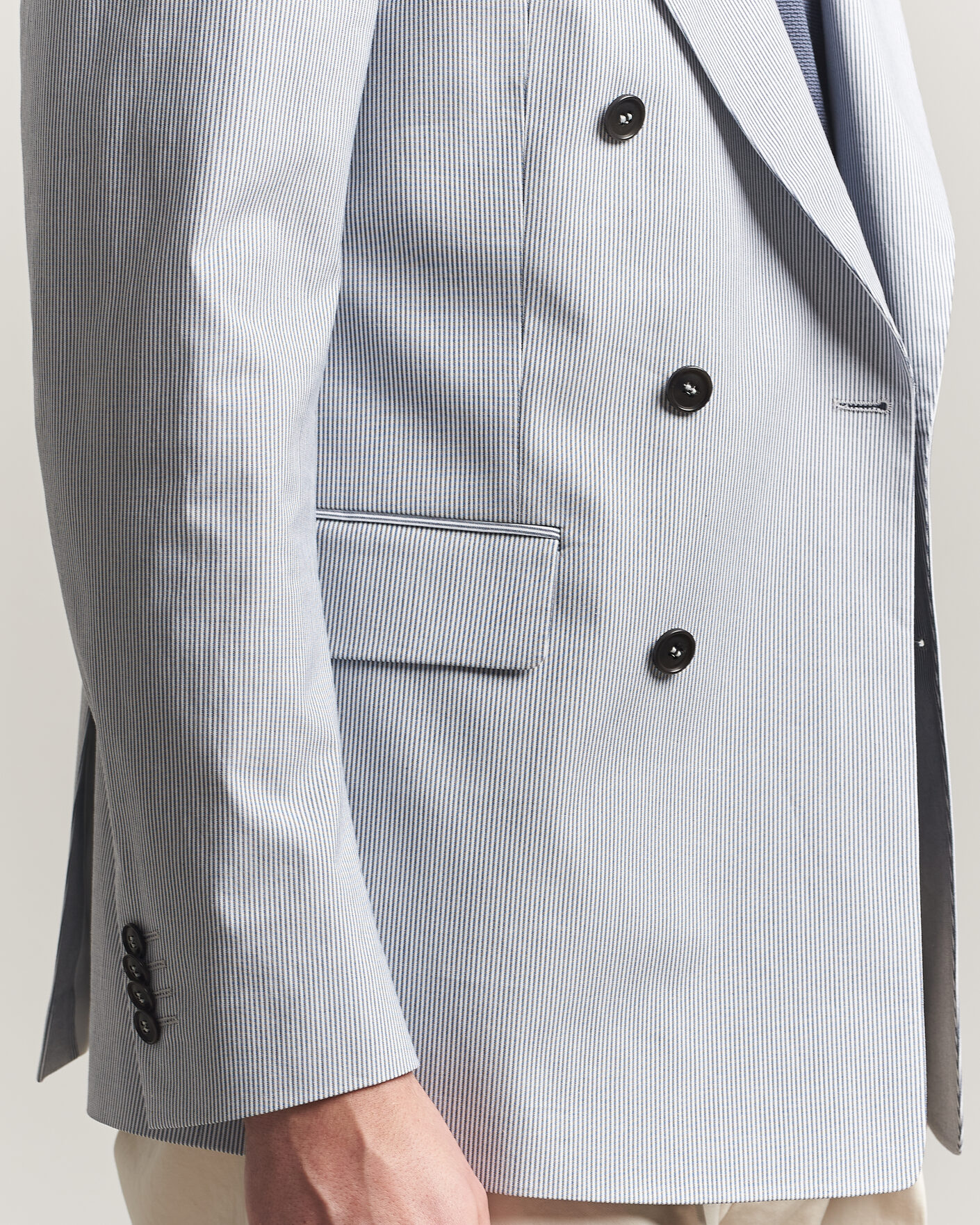 Hombres | Blazers | Tiger of Sweden | Ease Cotton Double Breasted Blazer Thunder Blue