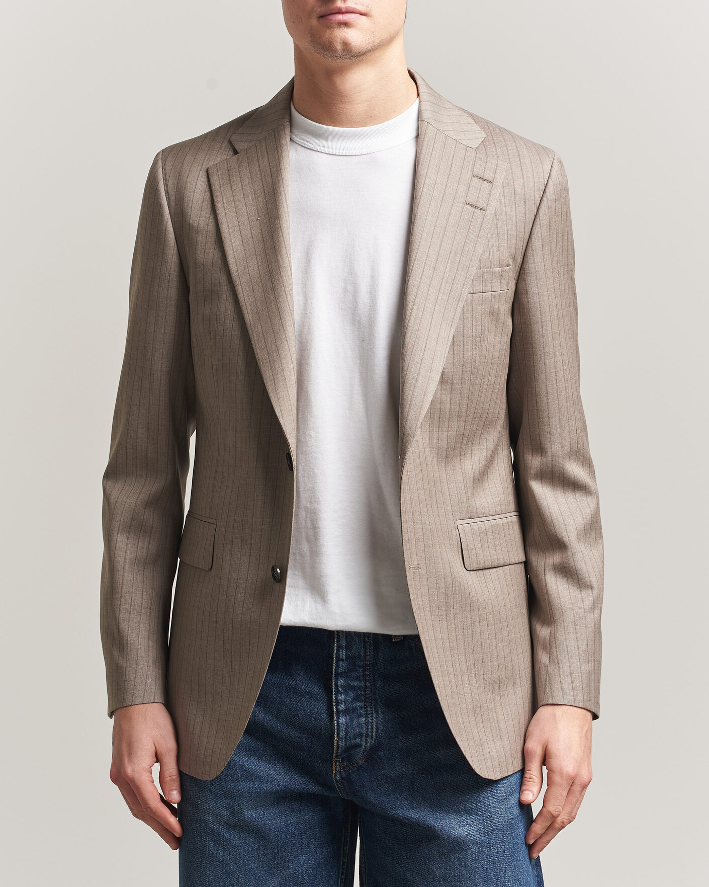 Hombres | Blazers | Tiger of Sweden | Ease Wool Pinstriped Blazer Clay
