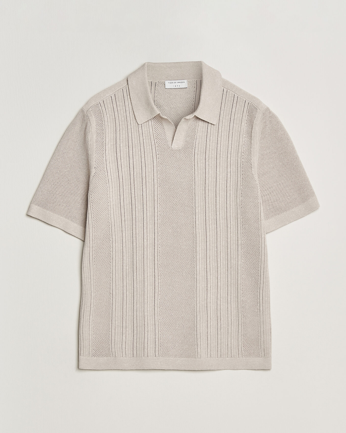 Hombres | Polos | Tiger of Sweden | Eoin Wool/Linen Knitted Polo Ivory