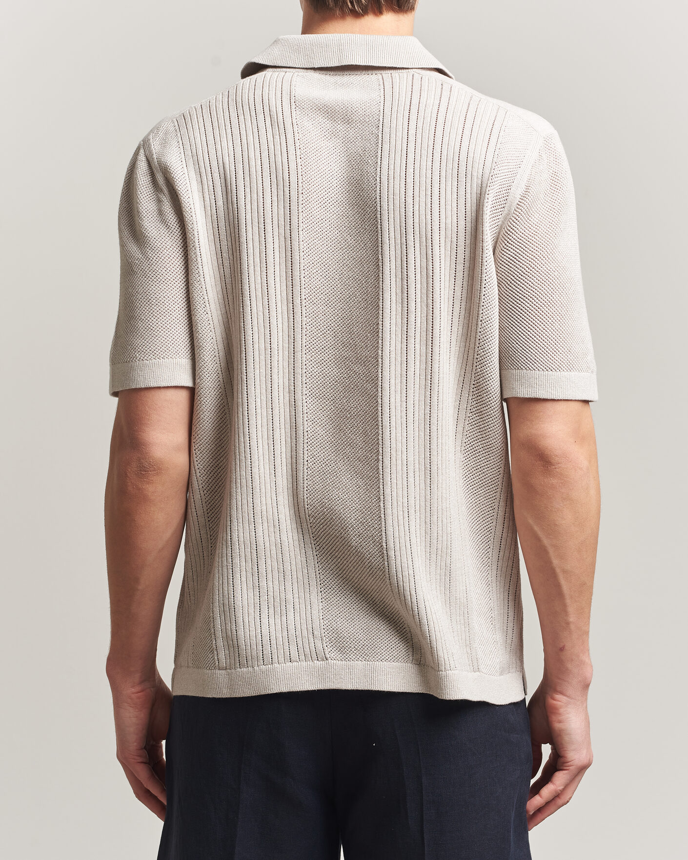 Hombres | Polos | Tiger of Sweden | Eoin Wool/Linen Knitted Polo Ivory