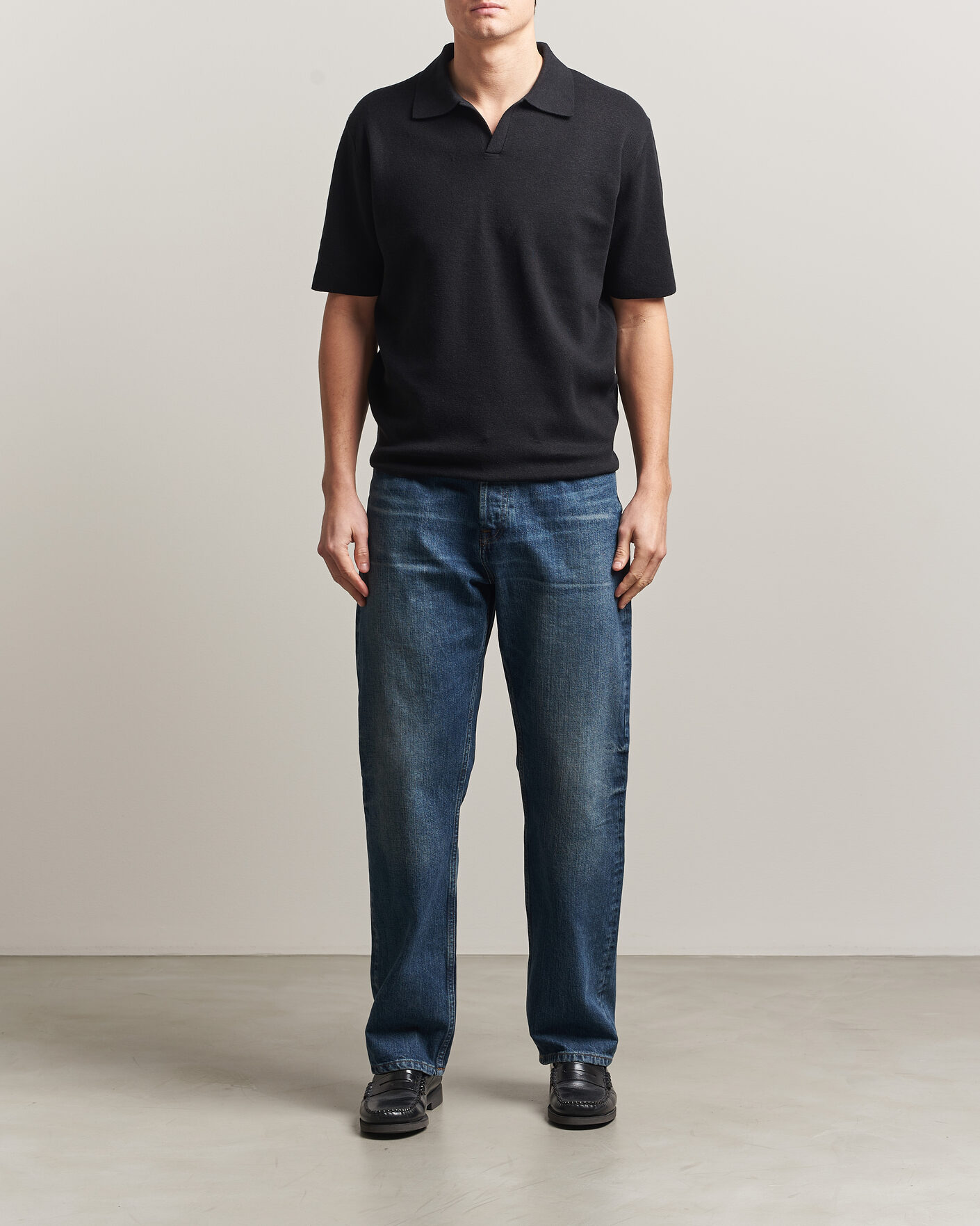 Hombres | Polos | Tiger of Sweden | Maelon Cotton/Linen Knitted Polo Black