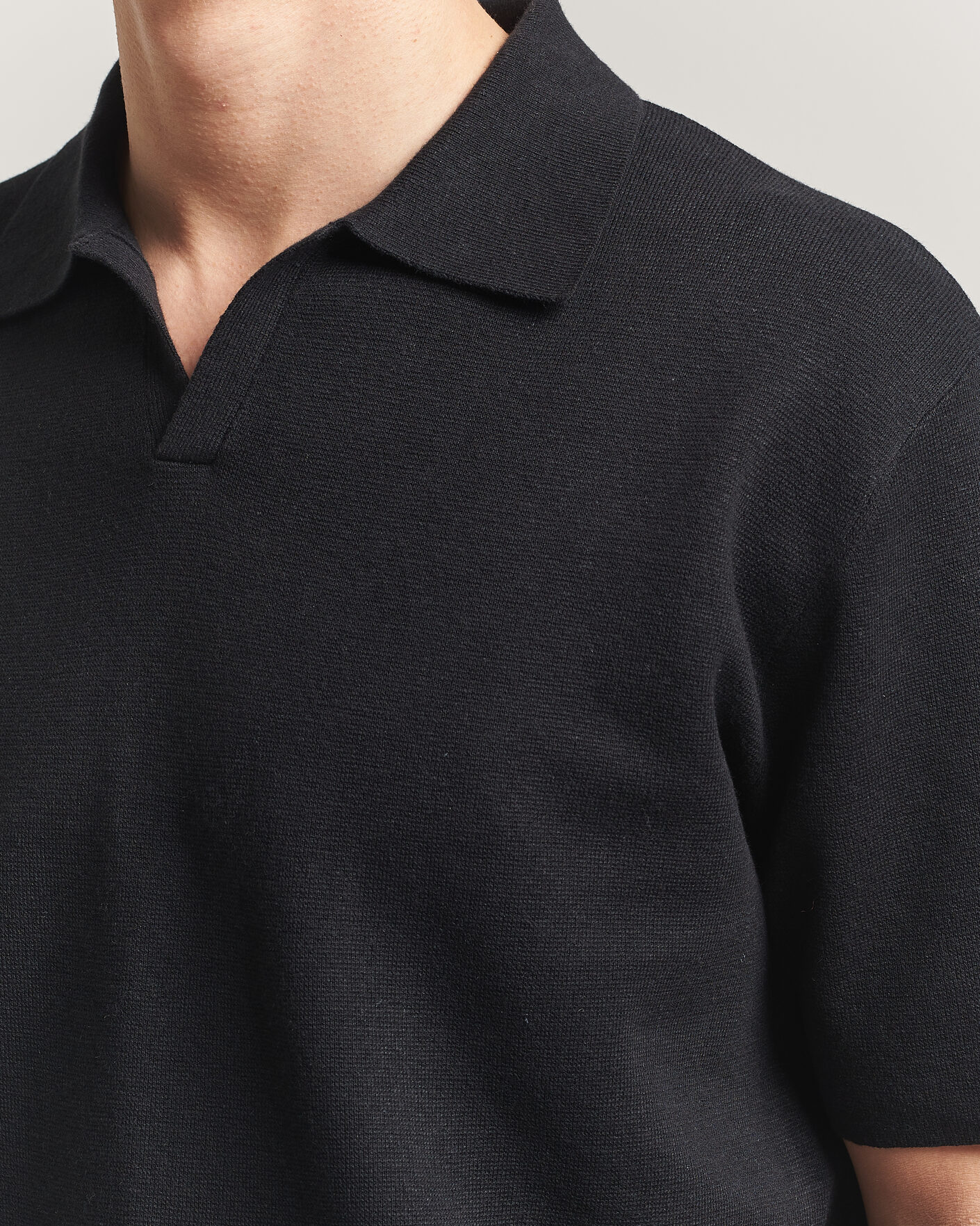 Hombres | Polos | Tiger of Sweden | Maelon Cotton/Linen Knitted Polo Black