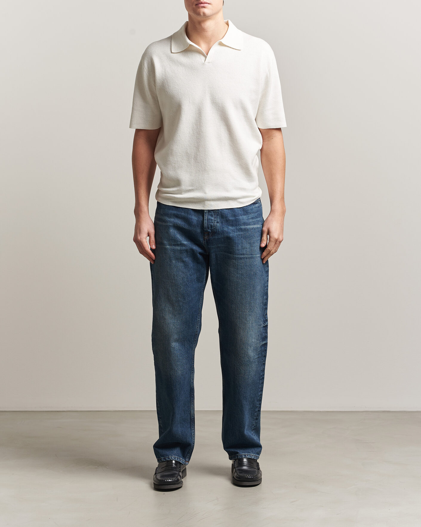 Hombres | Polos | Tiger of Sweden | Maelon Cotton/Linen Knitted Polo Pure White