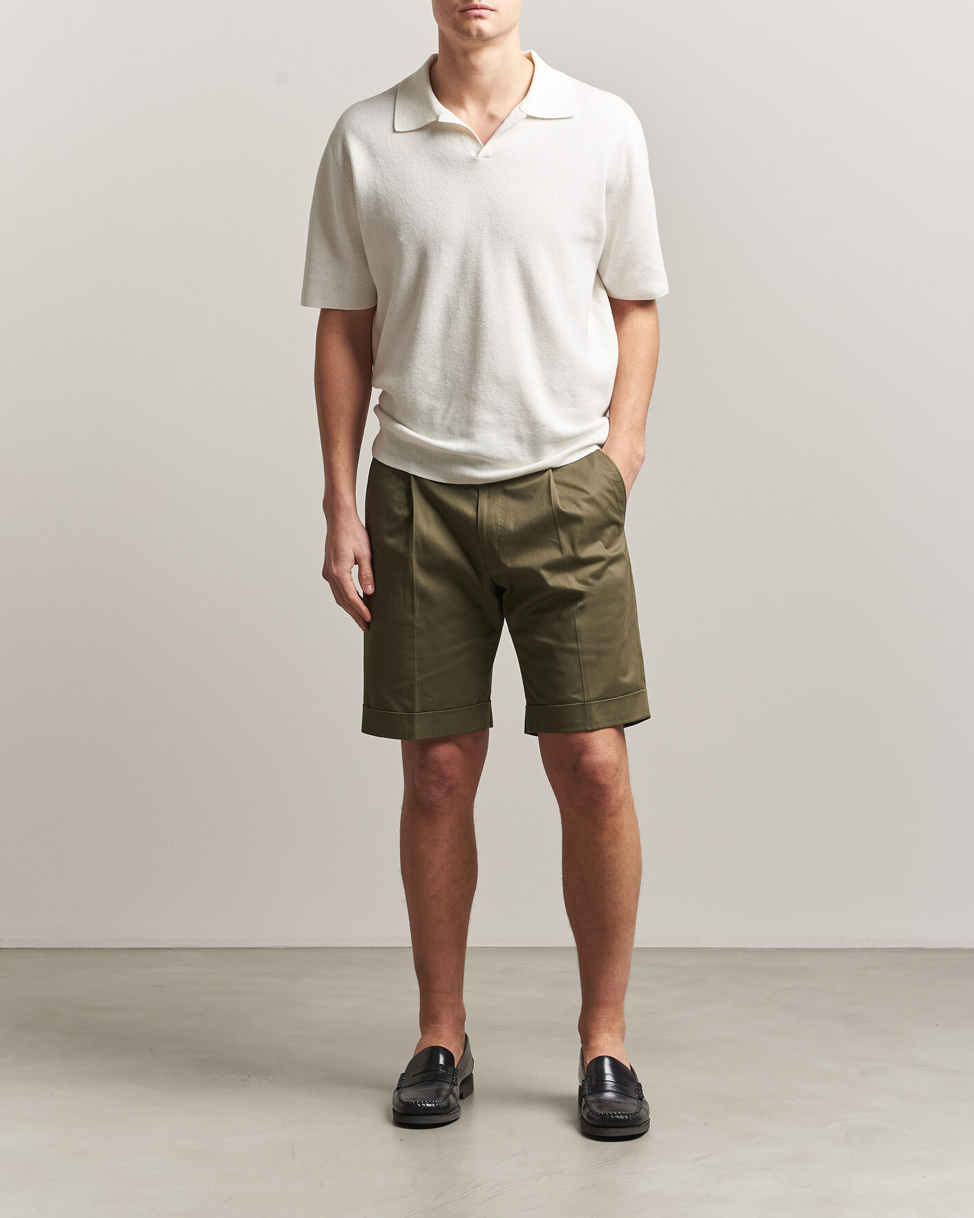 Hombres | Pantalones cortos | Tiger of Sweden | Tenut Cotton Chino Shorts Kalamata Green