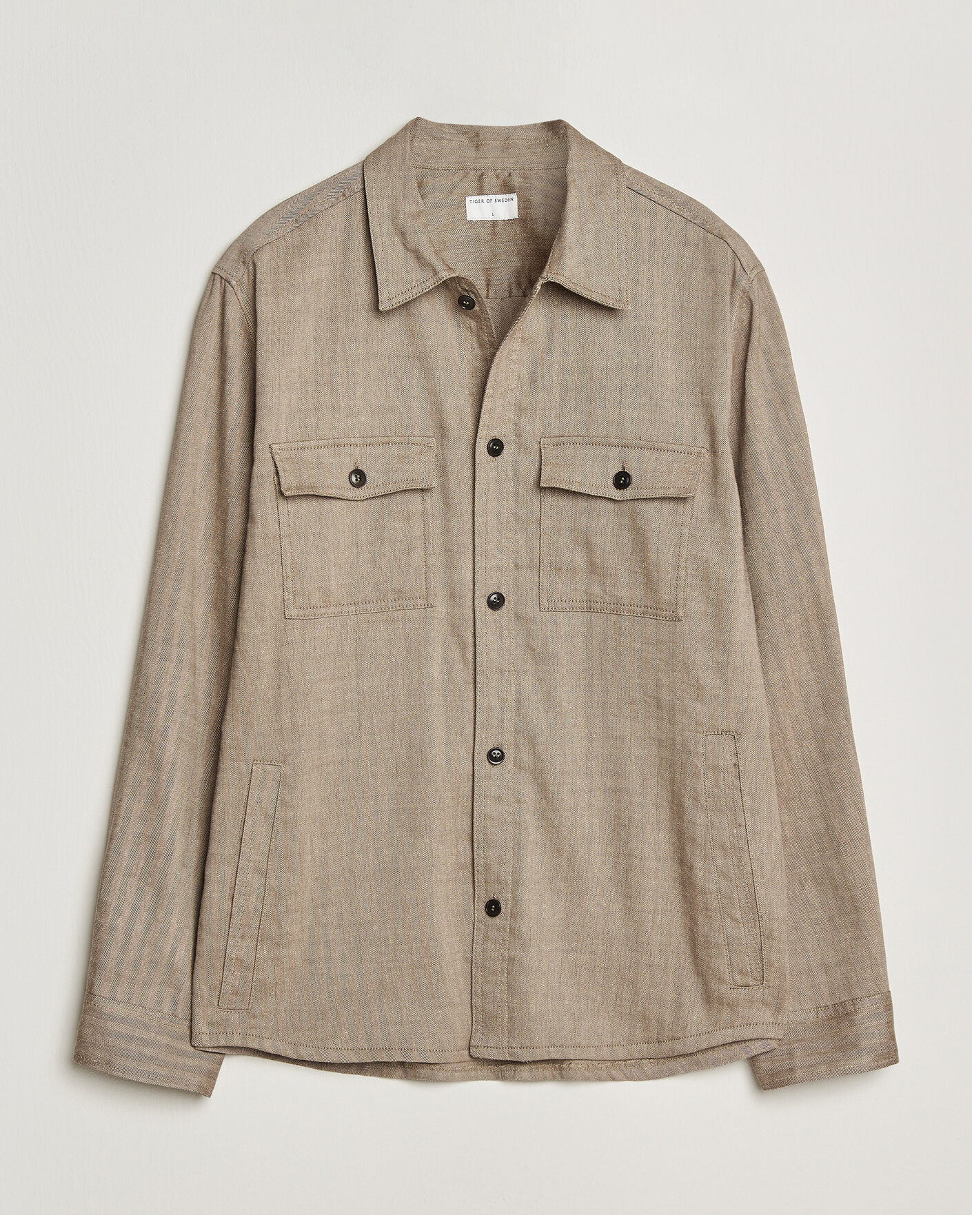 Hombres | Camisas | Tiger of Sweden | Bishop Linen Overshirt Vintage Beige