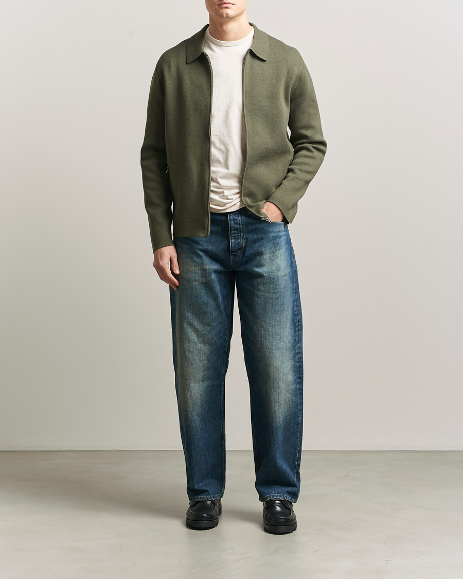 Hombres | Jerséis y prendas de punto | Tiger of Sweden | Celyn Knitted Full Zip Kalamata Green