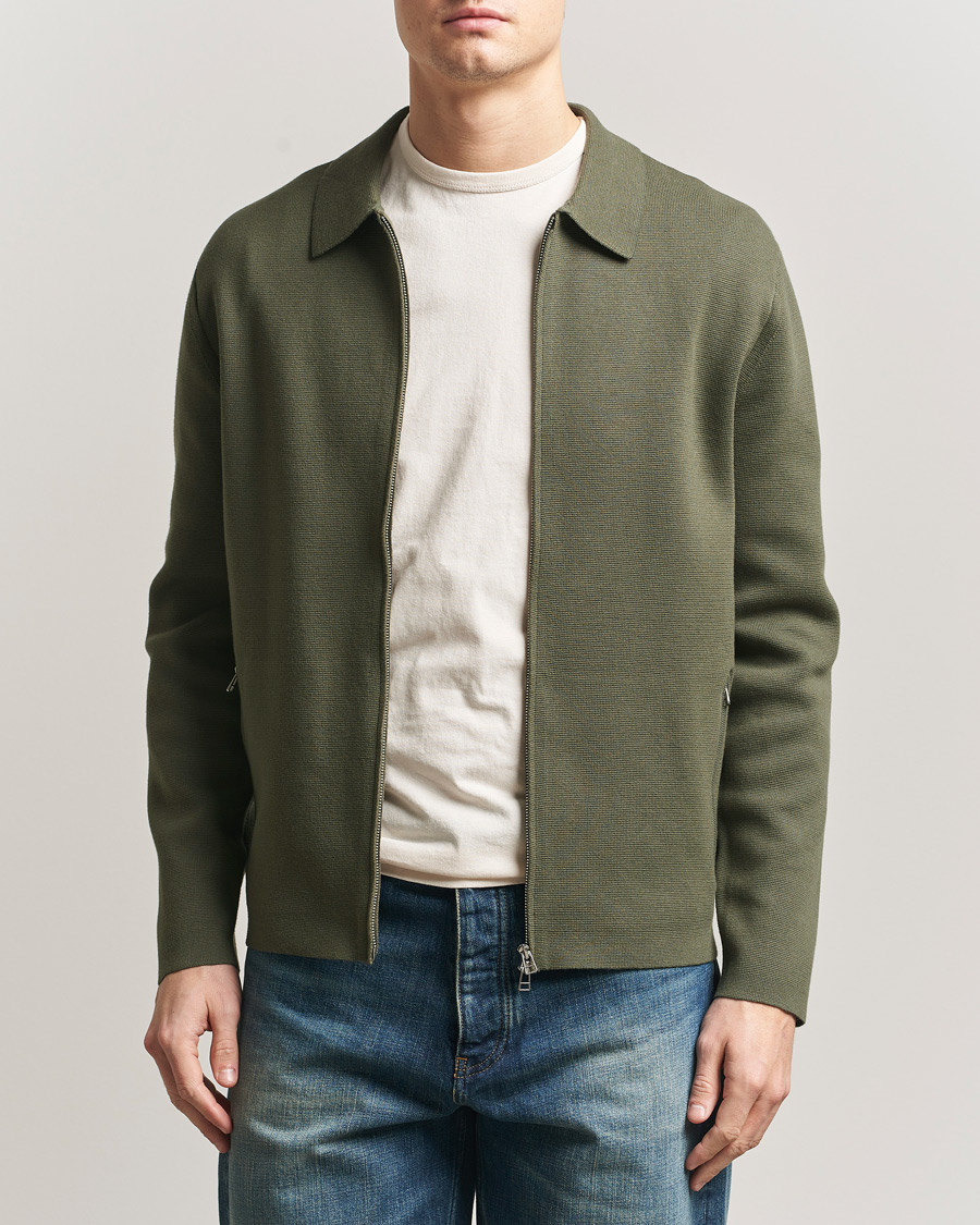 Hombres | Jerséis y prendas de punto | Tiger of Sweden | Celyn Knitted Full Zip Kalamata Green