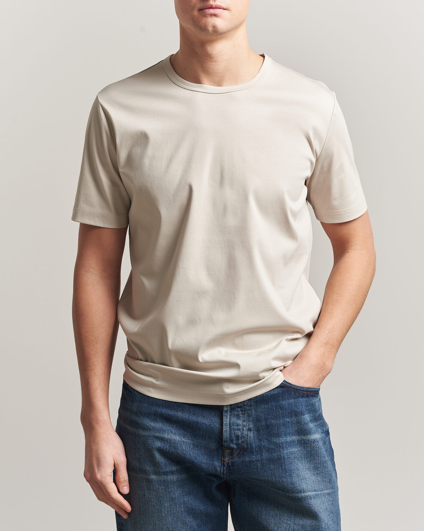 Hombres | Camisetas | Tiger of Sweden | Olaf Mercerized Cotton T-Shirt Seline Grey