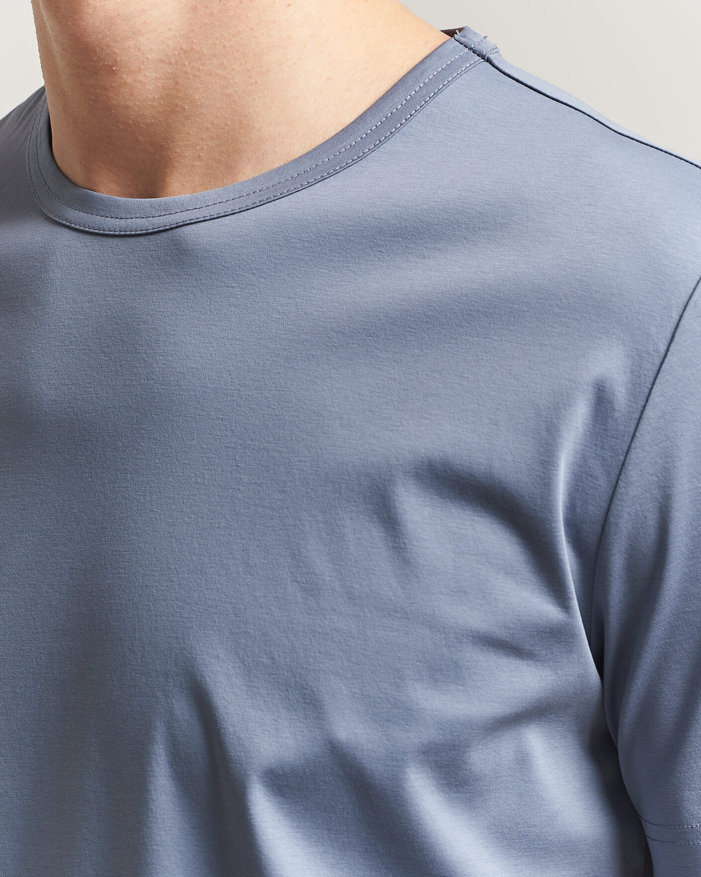 Hombres | Camisetas | Tiger of Sweden | Olaf Mercerized Cotton T-Shirt Dull Blue