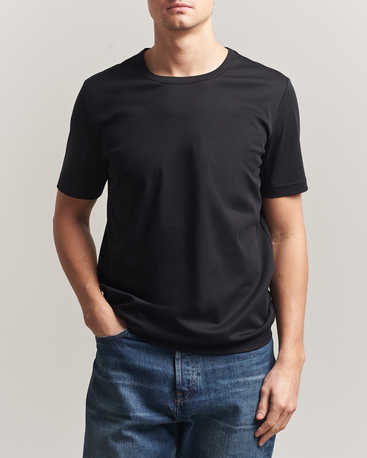 Hombres | Camisetas | Tiger of Sweden | Olaf Mercerized Cotton T-Shirt Black