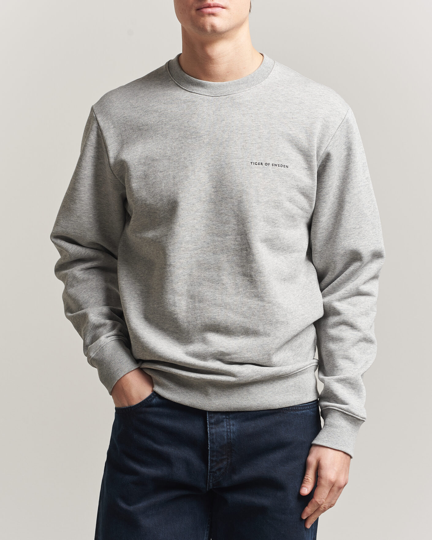 Hombres | Jerséis y prendas de punto | Tiger of Sweden | Emerson Crew Neck Sweatshirt Grey Melange