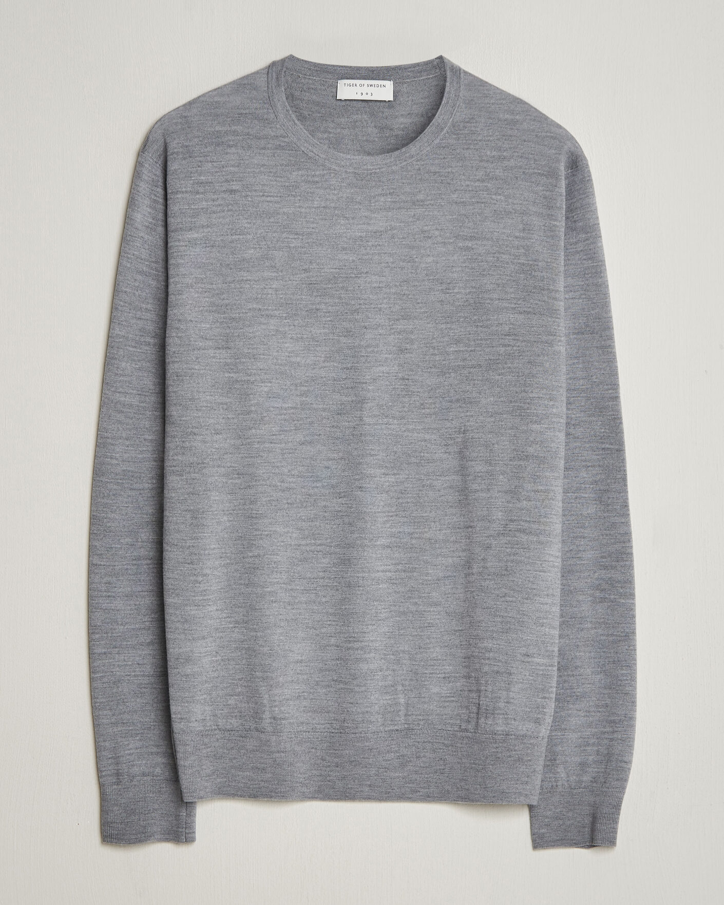 Hombres | Jerséis y prendas de punto | Tiger of Sweden | Connor Crew Neck Pullover Grey Melange
