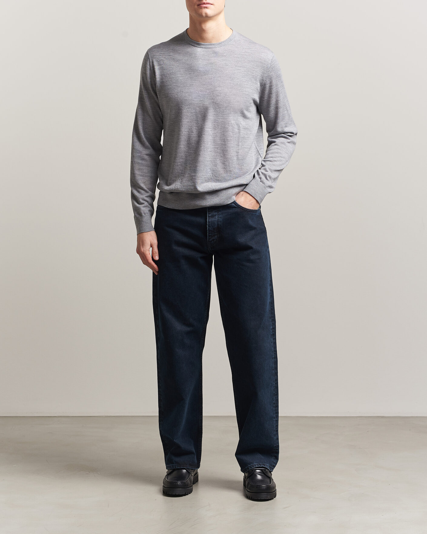 Hombres | Jerséis y prendas de punto | Tiger of Sweden | Connor Crew Neck Pullover Grey Melange