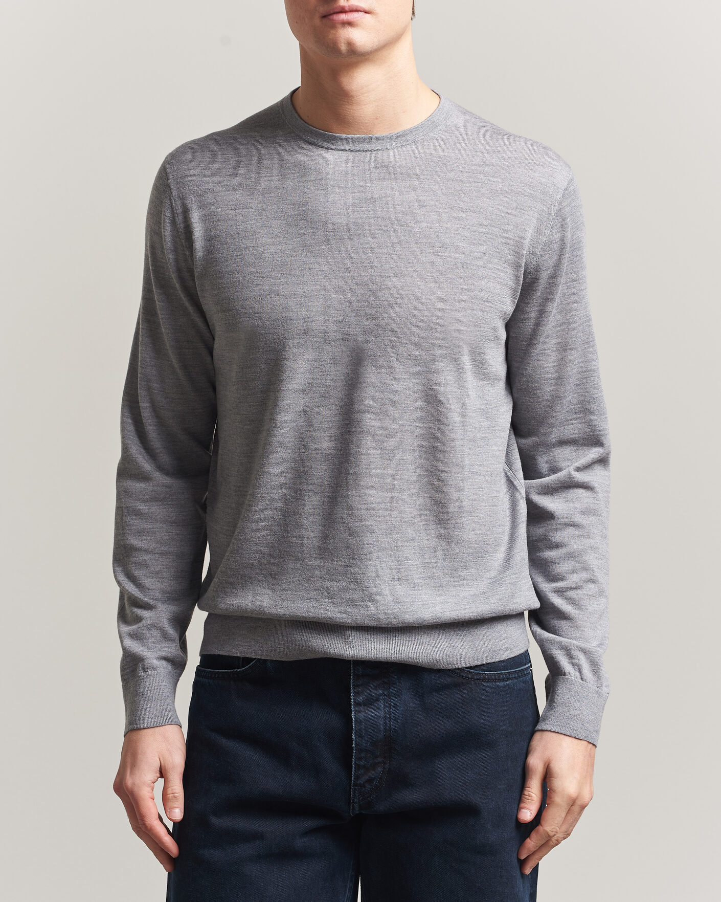 Hombres | Jerséis y prendas de punto | Tiger of Sweden | Connor Crew Neck Pullover Grey Melange