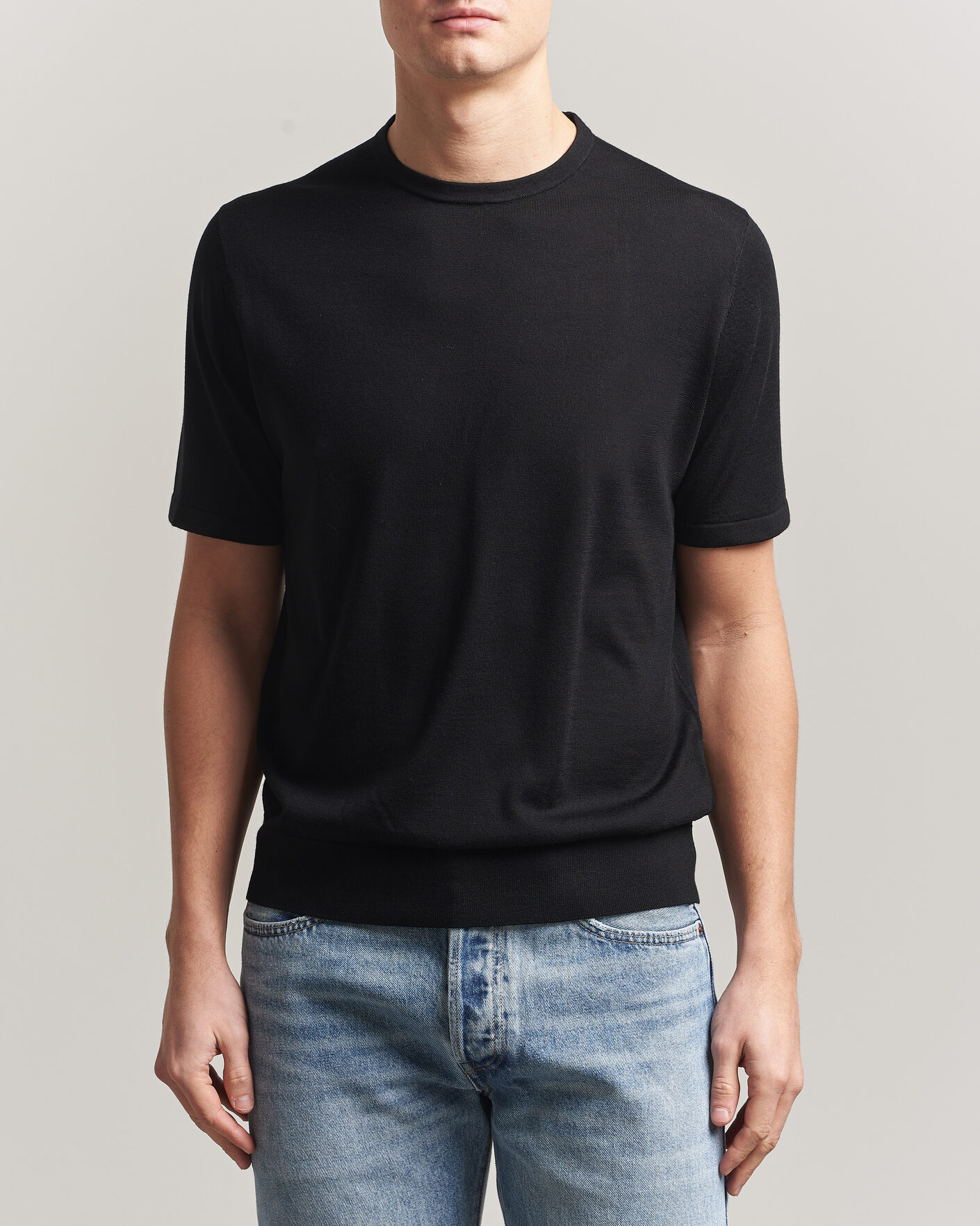 Hombres | Camisetas | Tiger of Sweden | Connor Knitted Crew Neck T-Shirt Black