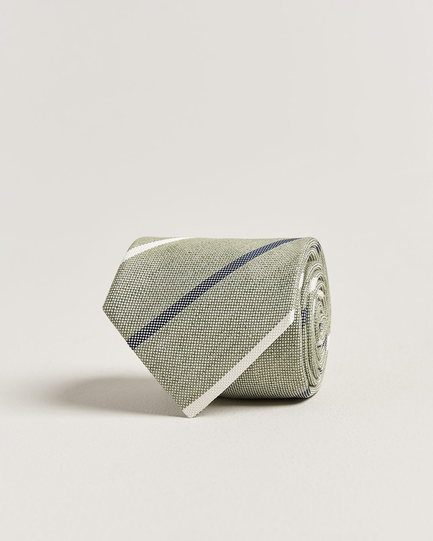 Hombres | Corbatas | Amanda Christensen | Silk/Linen 8cm Striped Tie Green
