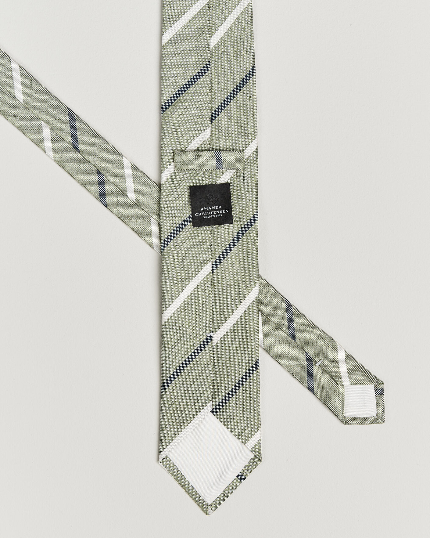Hombres | Corbatas | Amanda Christensen | Silk/Linen 8cm Striped Tie Green