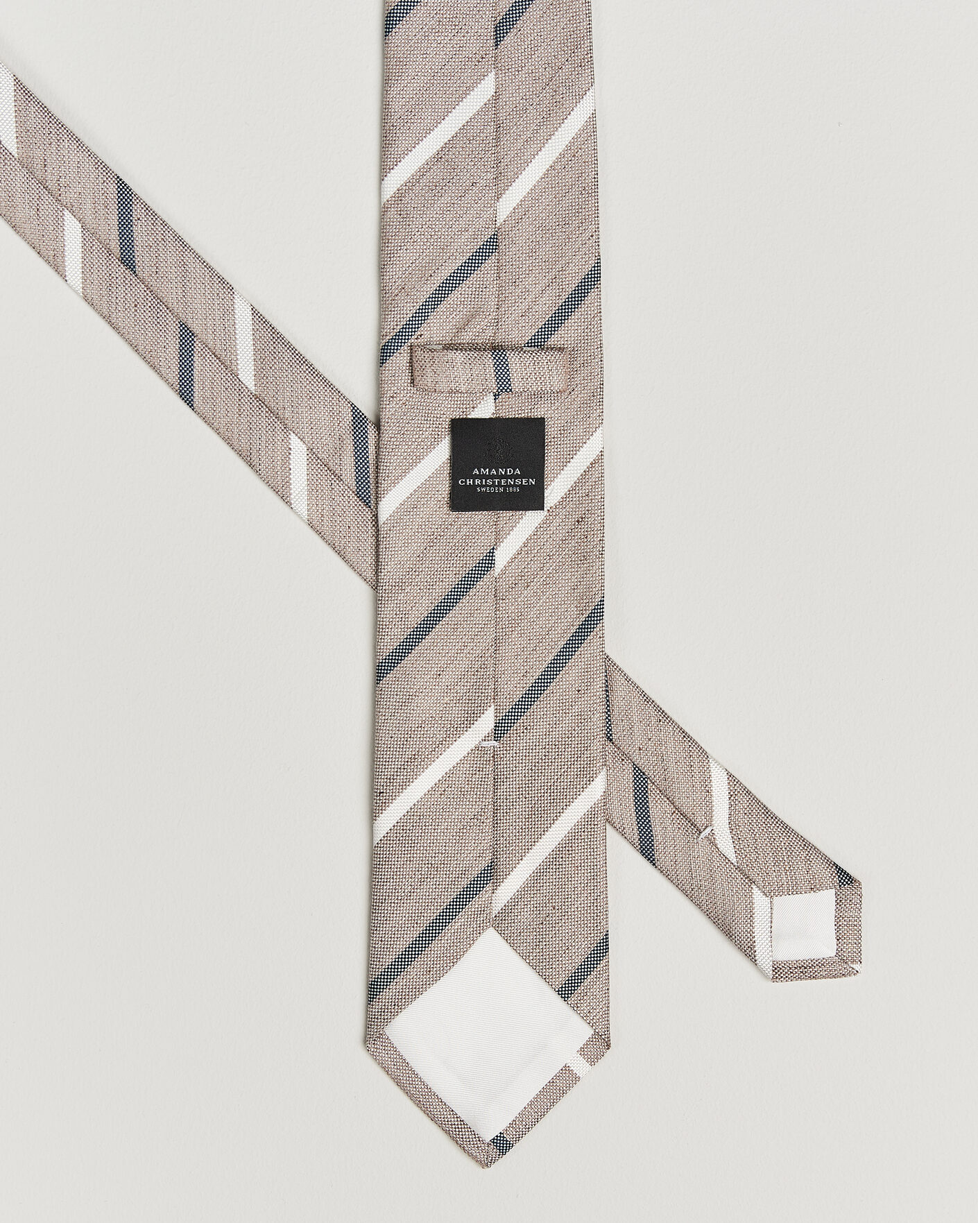 Hombres | Corbatas | Amanda Christensen | Silk/Linen 8cm Striped Tie Brown