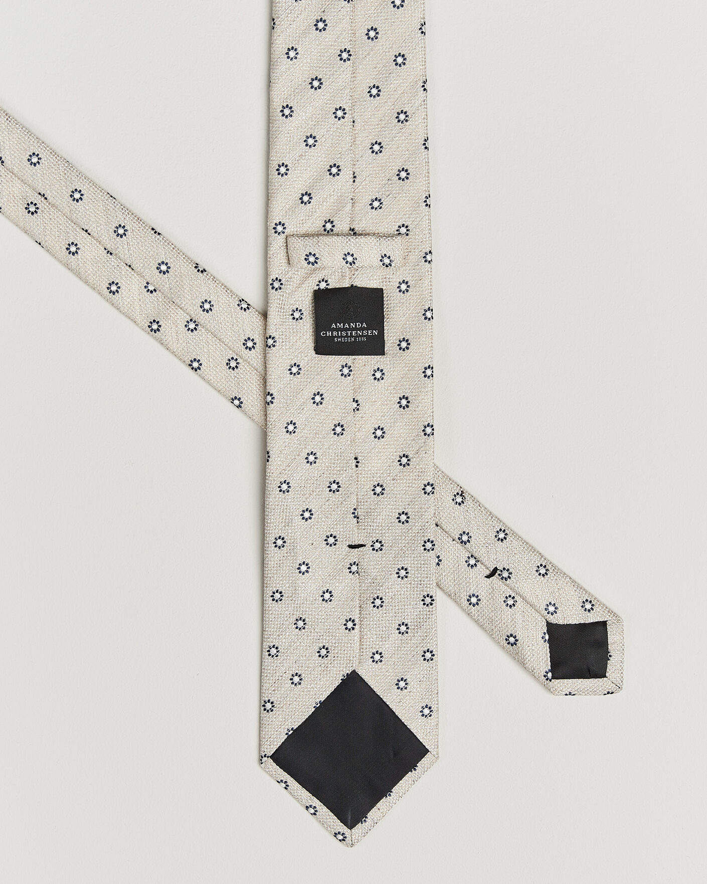 Hombres | Corbatas | Amanda Christensen | Silk/Linen 8cm Flower Tie Beige