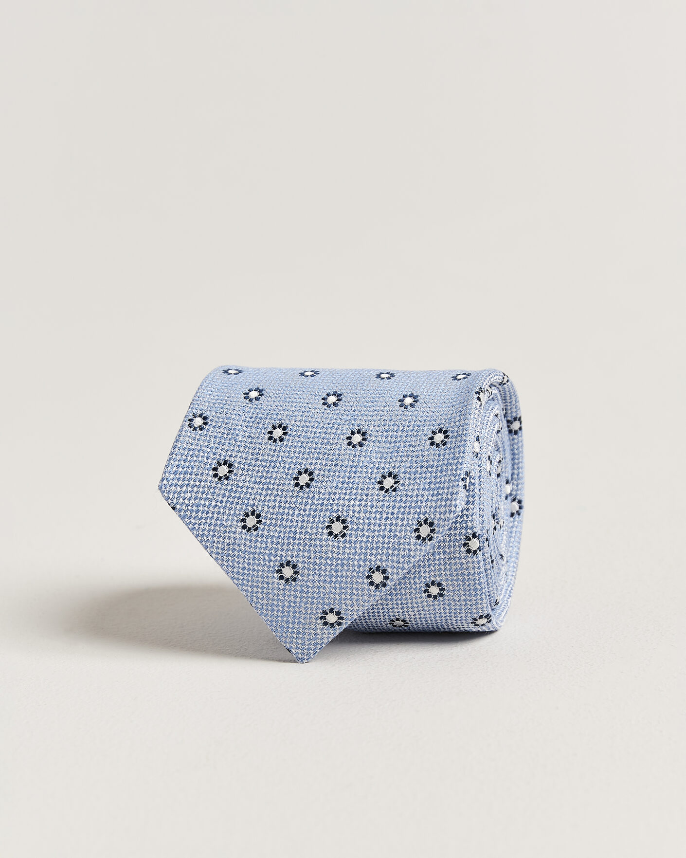 Hombres | Corbatas | Amanda Christensen | Silk/Linen 8cm Flower Tie Blue