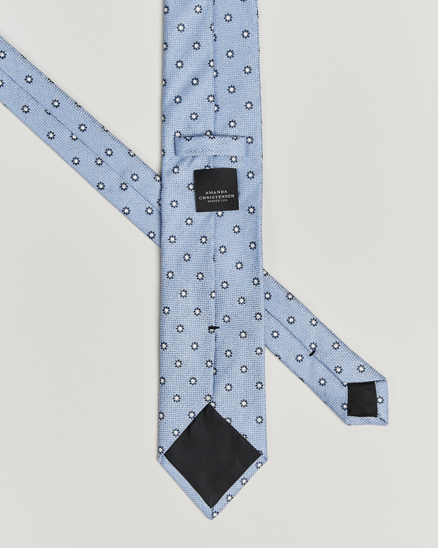 Hombres | Corbatas | Amanda Christensen | Silk/Linen 8cm Flower Tie Blue