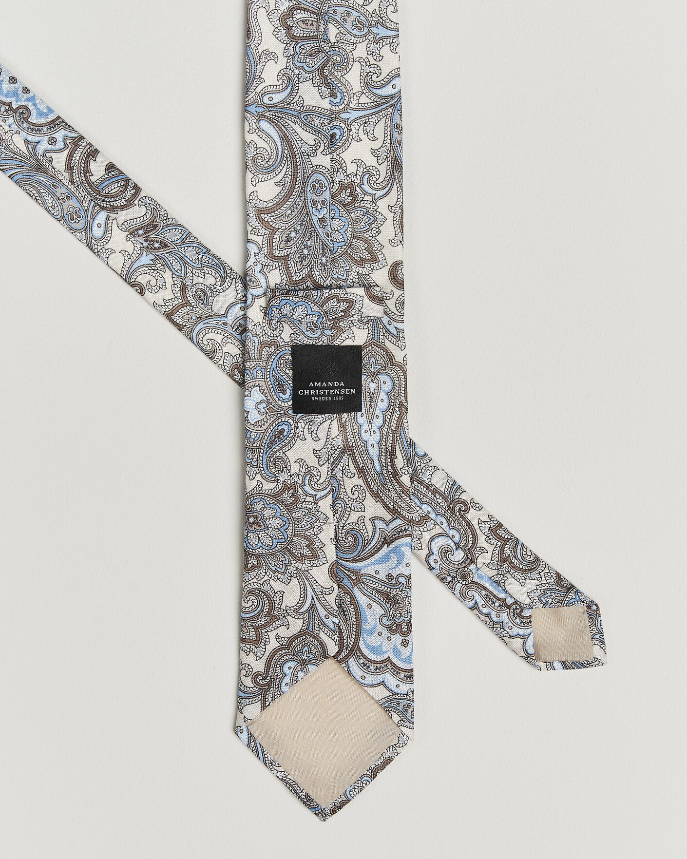 Hombres | Corbatas | Amanda Christensen | Linen 8cm Paisley Tie Cream