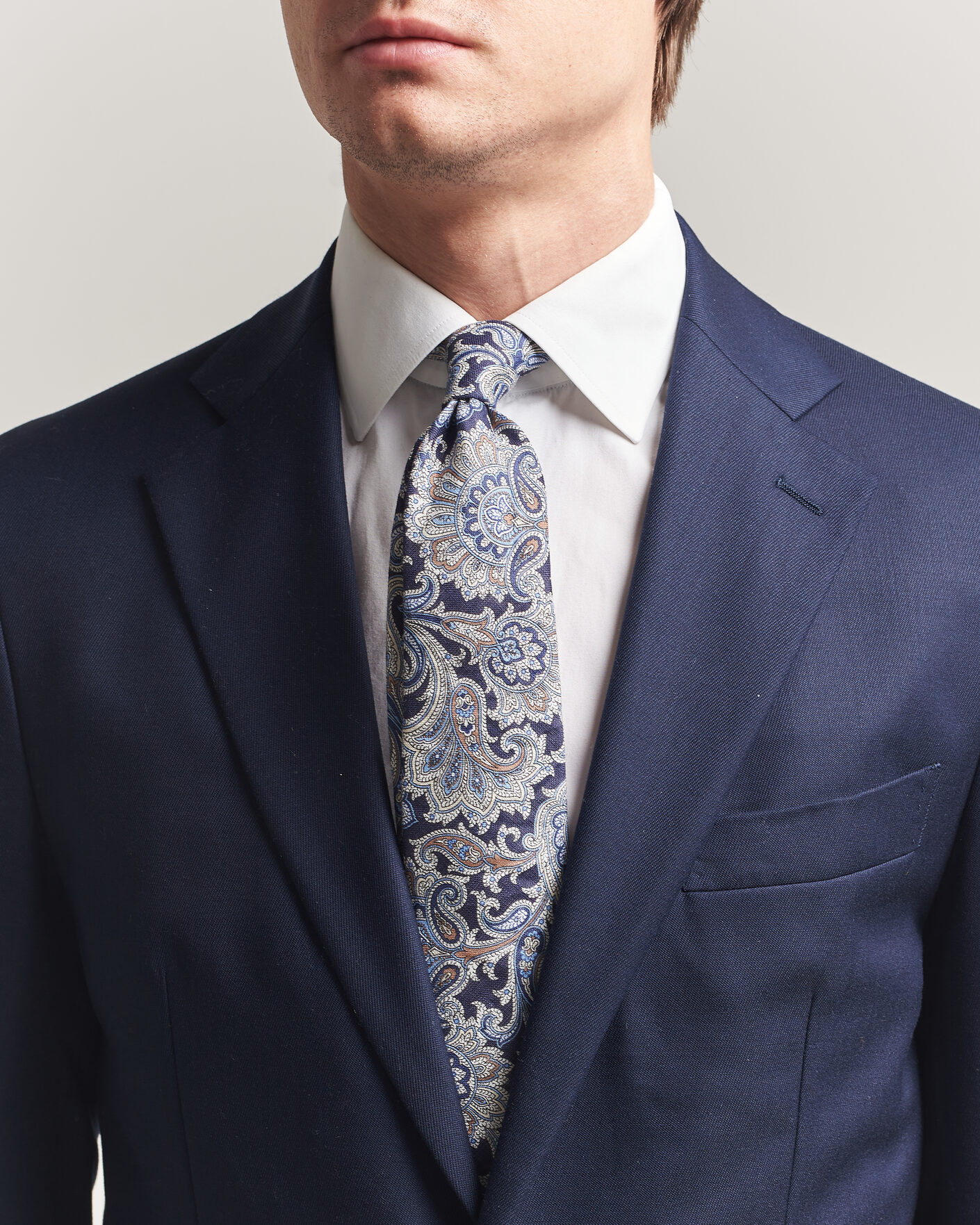 Hombres | Corbatas | Amanda Christensen | Linen 8cm Paisley Tie Navy