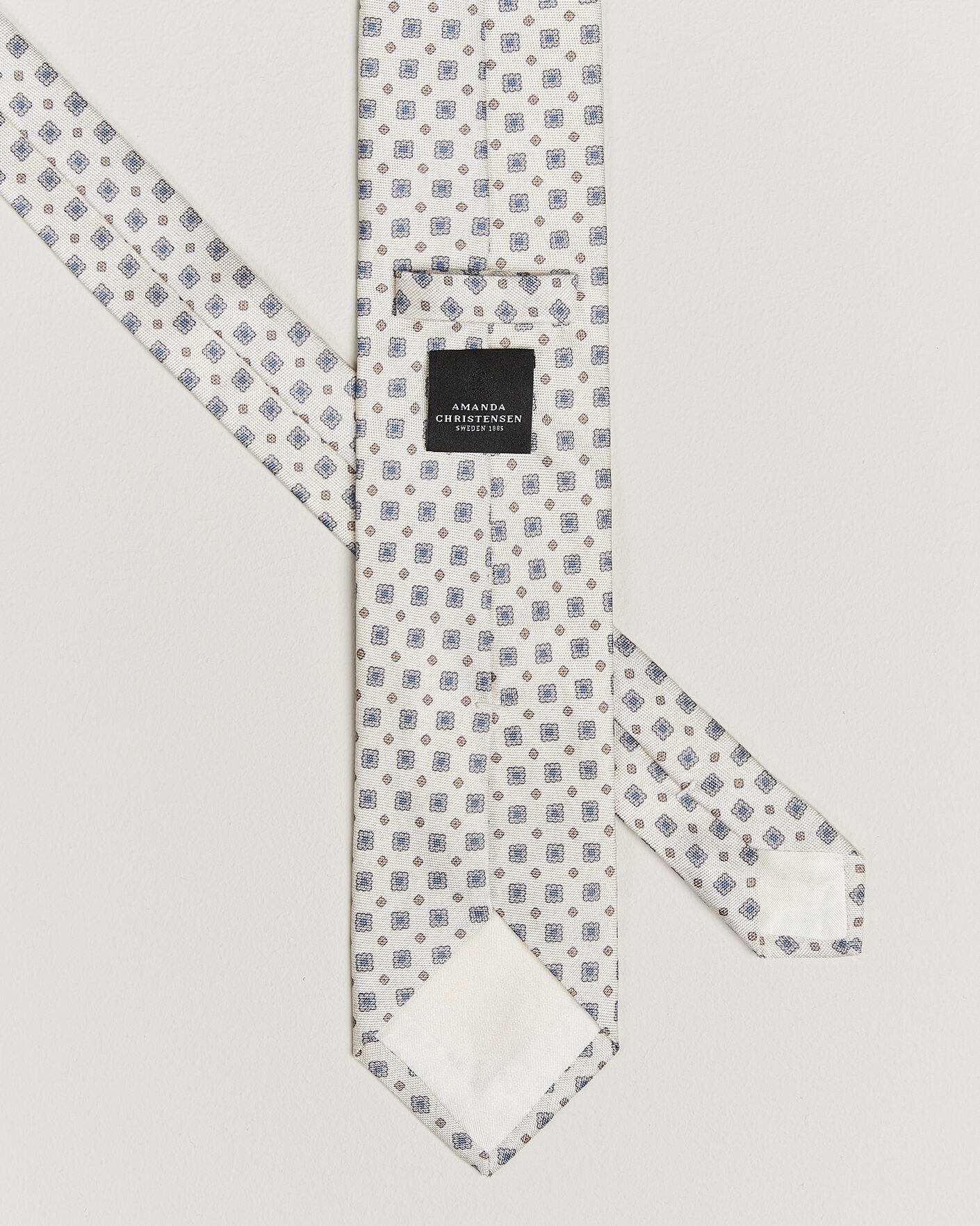 Hombres | Corbatas | Amanda Christensen | Silk Oxford 8cm Flower Tie Cream