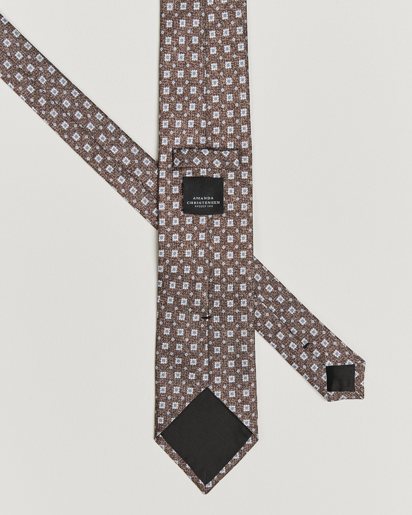 Hombres | Corbatas | Amanda Christensen | Silk Oxford 8cm Flower Tie Brown